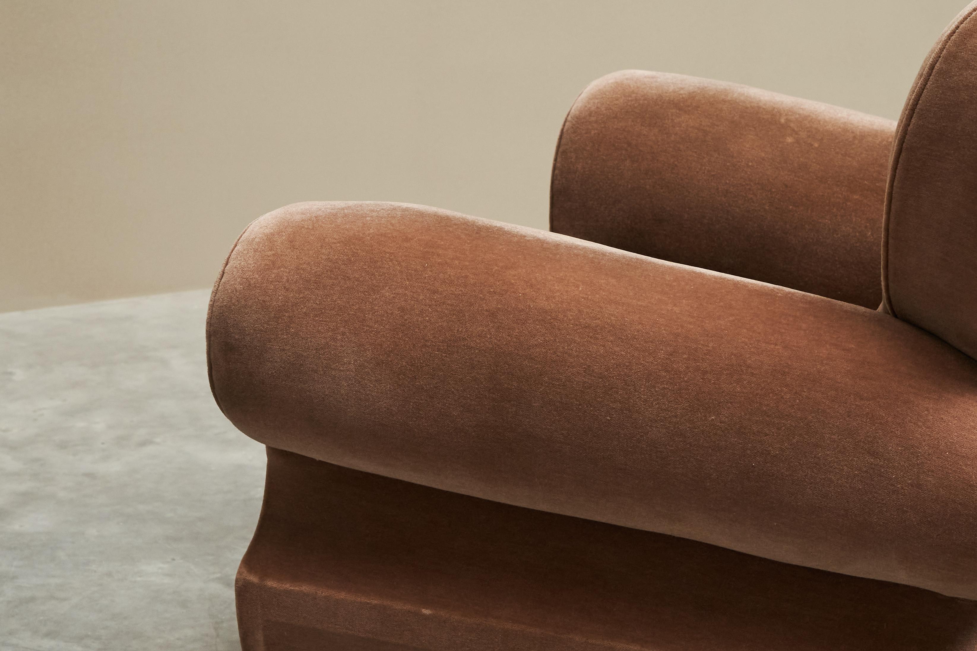 Monumental Art Deco Lounge Chair in Velvet and Oak 1930s For Sale 6