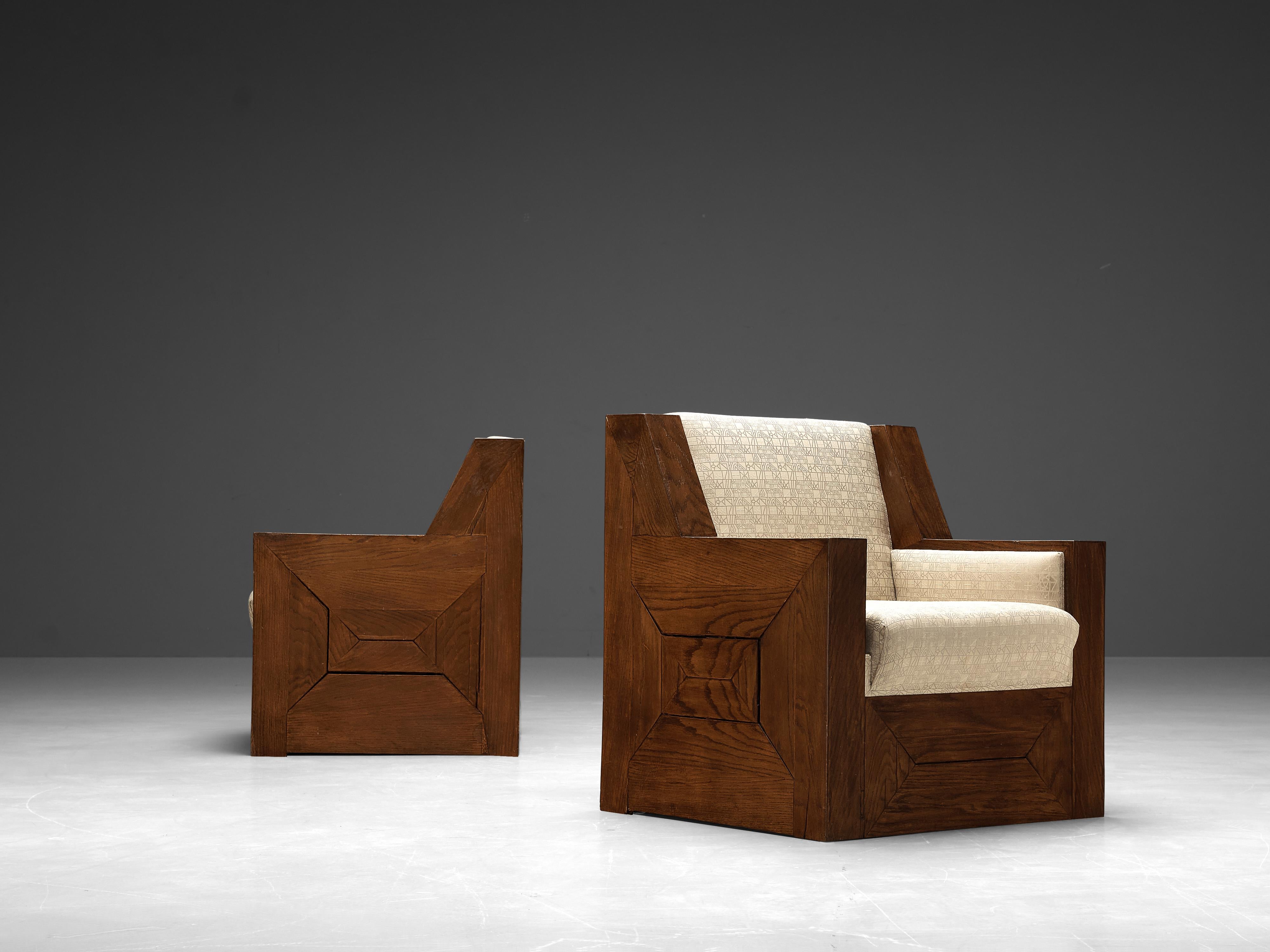 European Monumental Art Deco Lounge Chairs