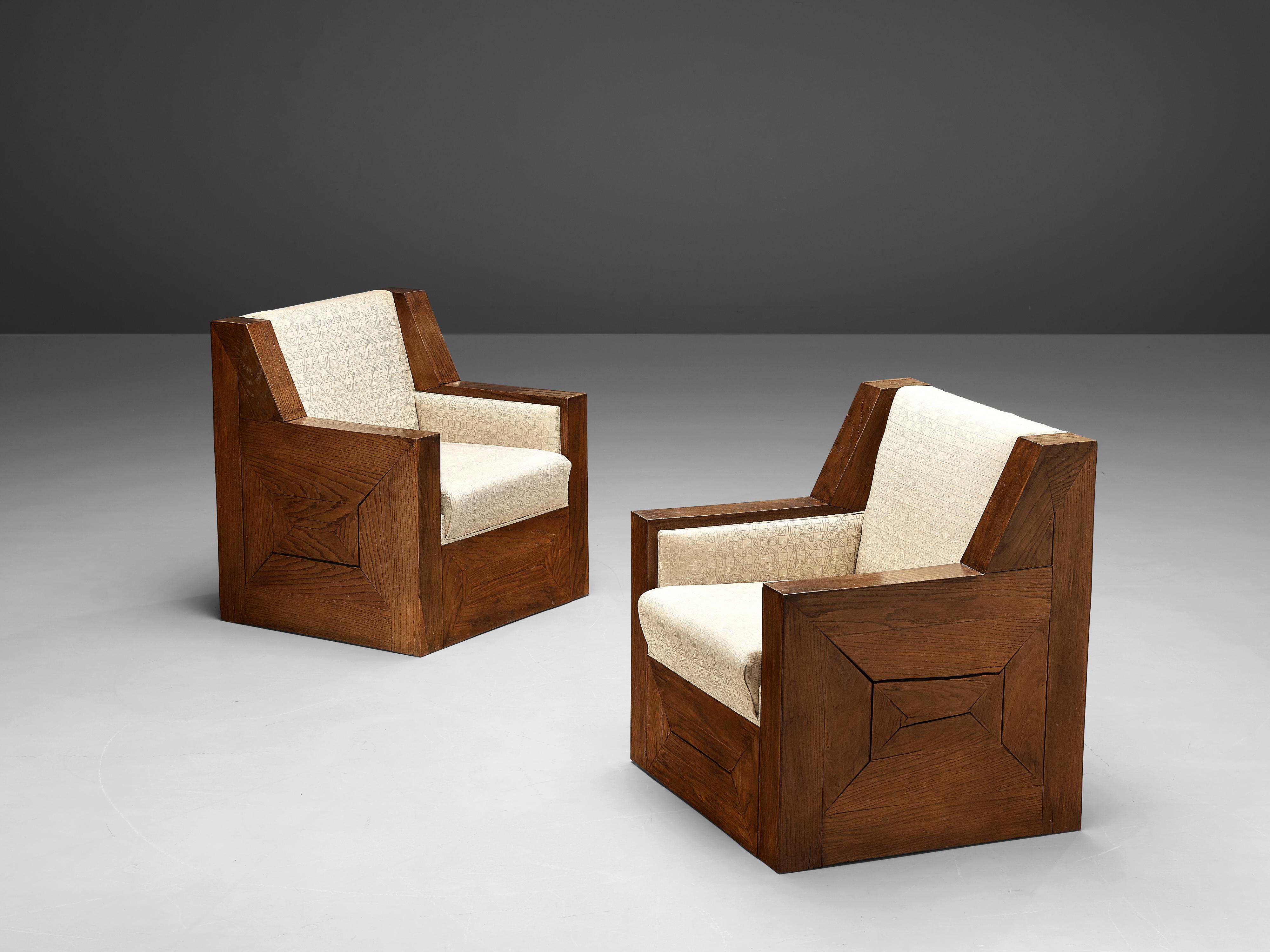 Mid-20th Century Monumental Art Deco Lounge Chairs