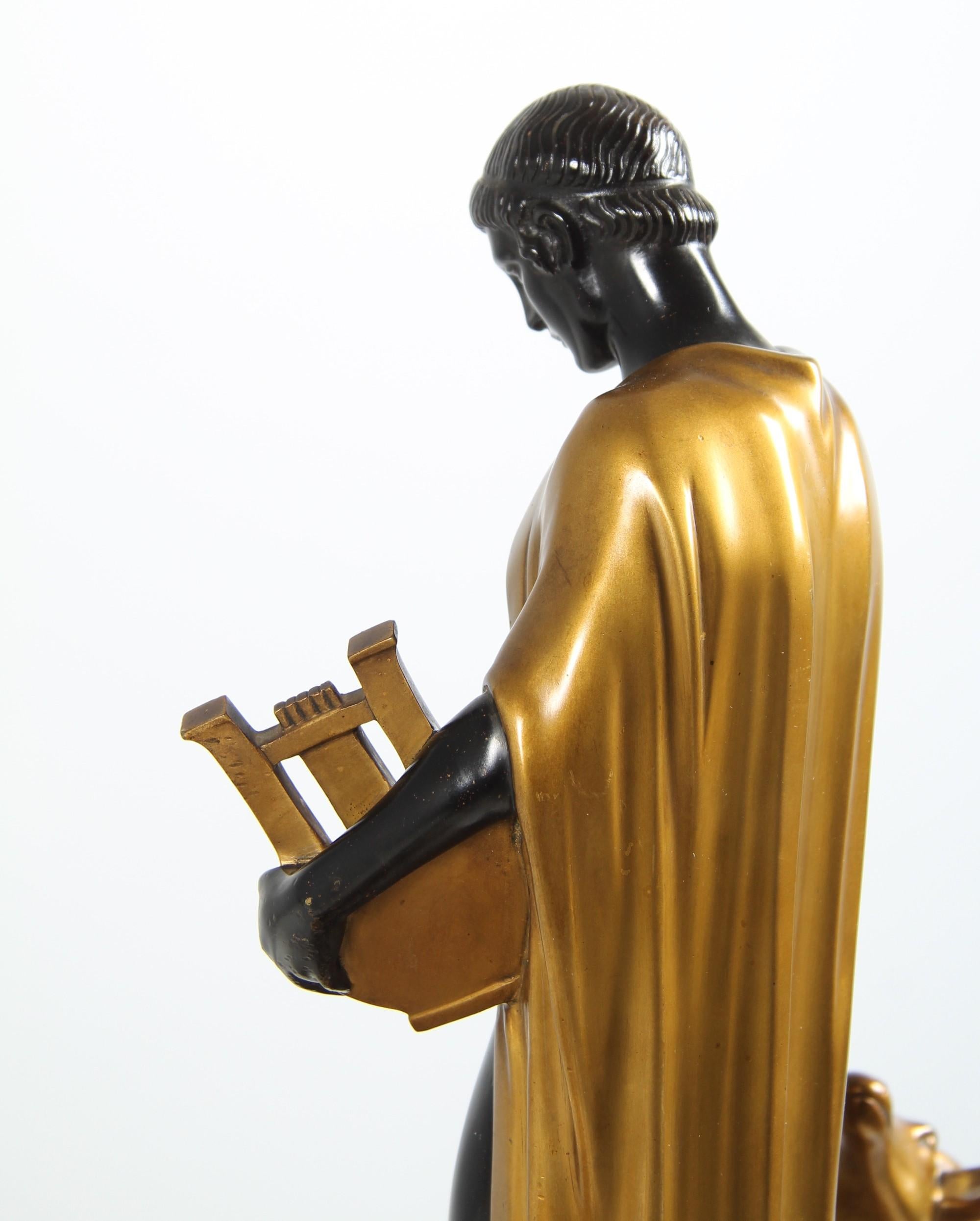 Monumental Art Deco Mantel Clock - Orpheus And The Animals, Austria, circa 1925 For Sale 4