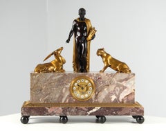 Monumentale Art Deco Manteluhr - Orpheus und die Tiere, Österreich, um 1925