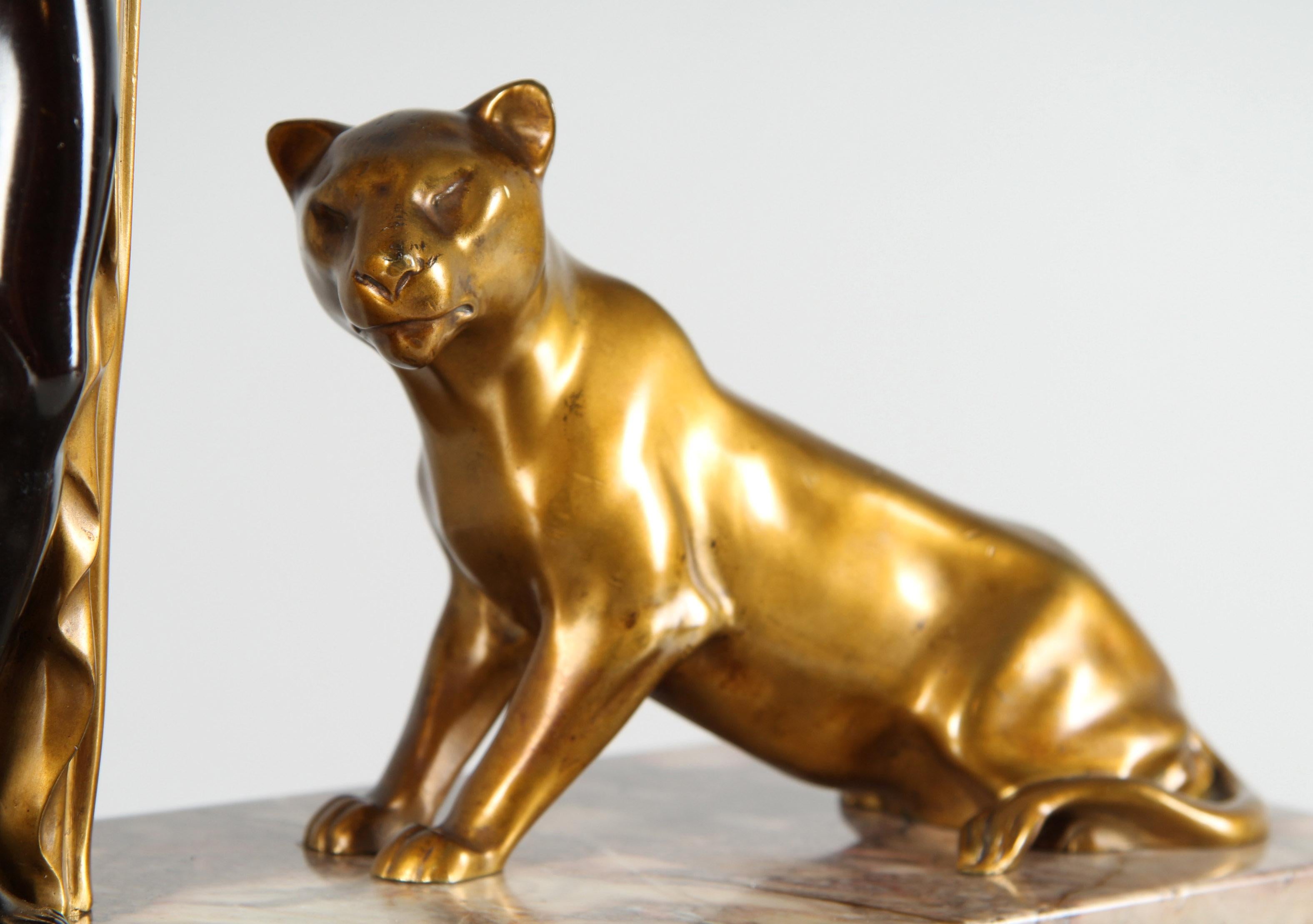 Early 20th Century Monumental Art Deco Mantel Clock - Orpheus And The Animals, Austria, circa 1925 For Sale