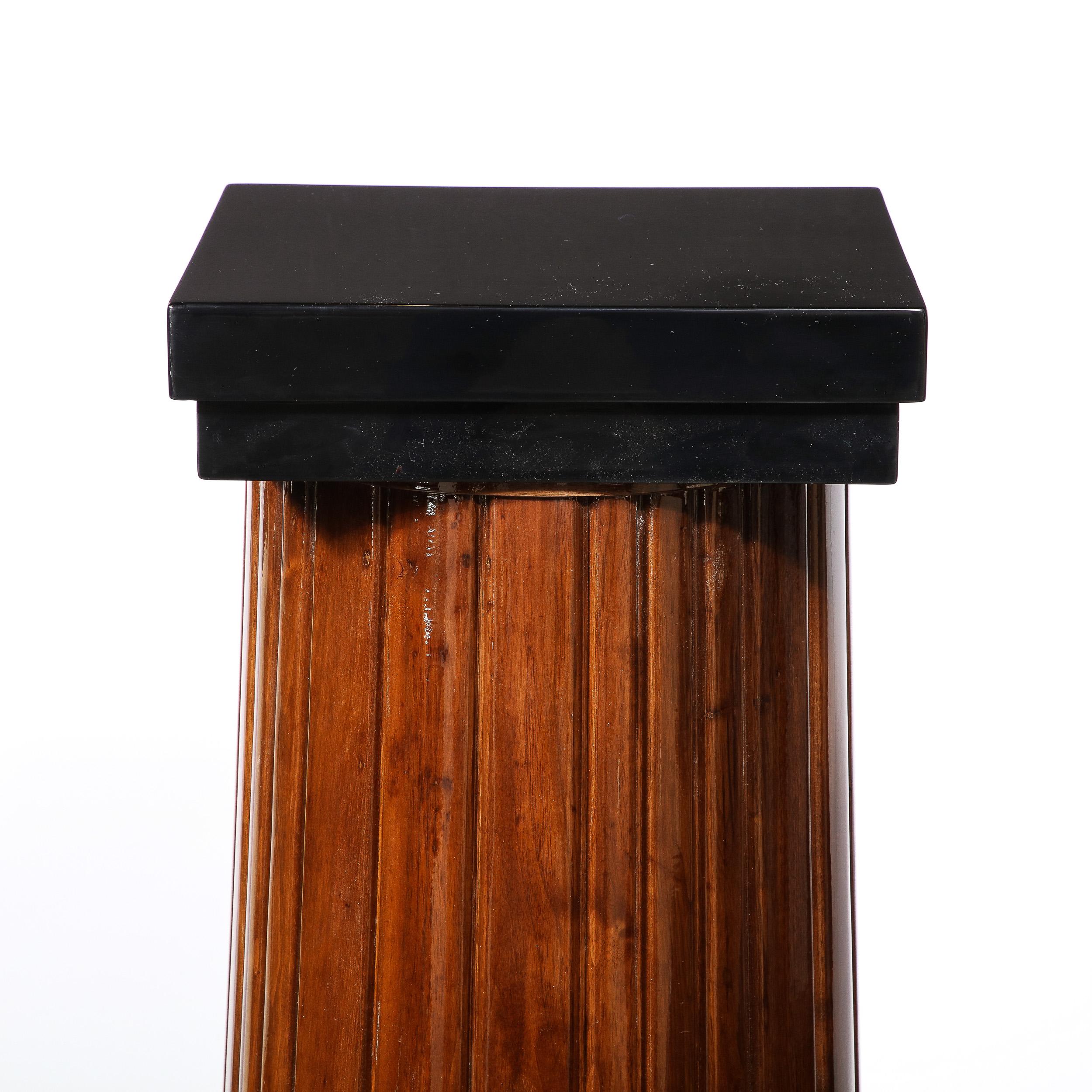 Monumental Art Deco Pedestal with Fluted Detailing in Walnut and Black Lacquer For Sale 4