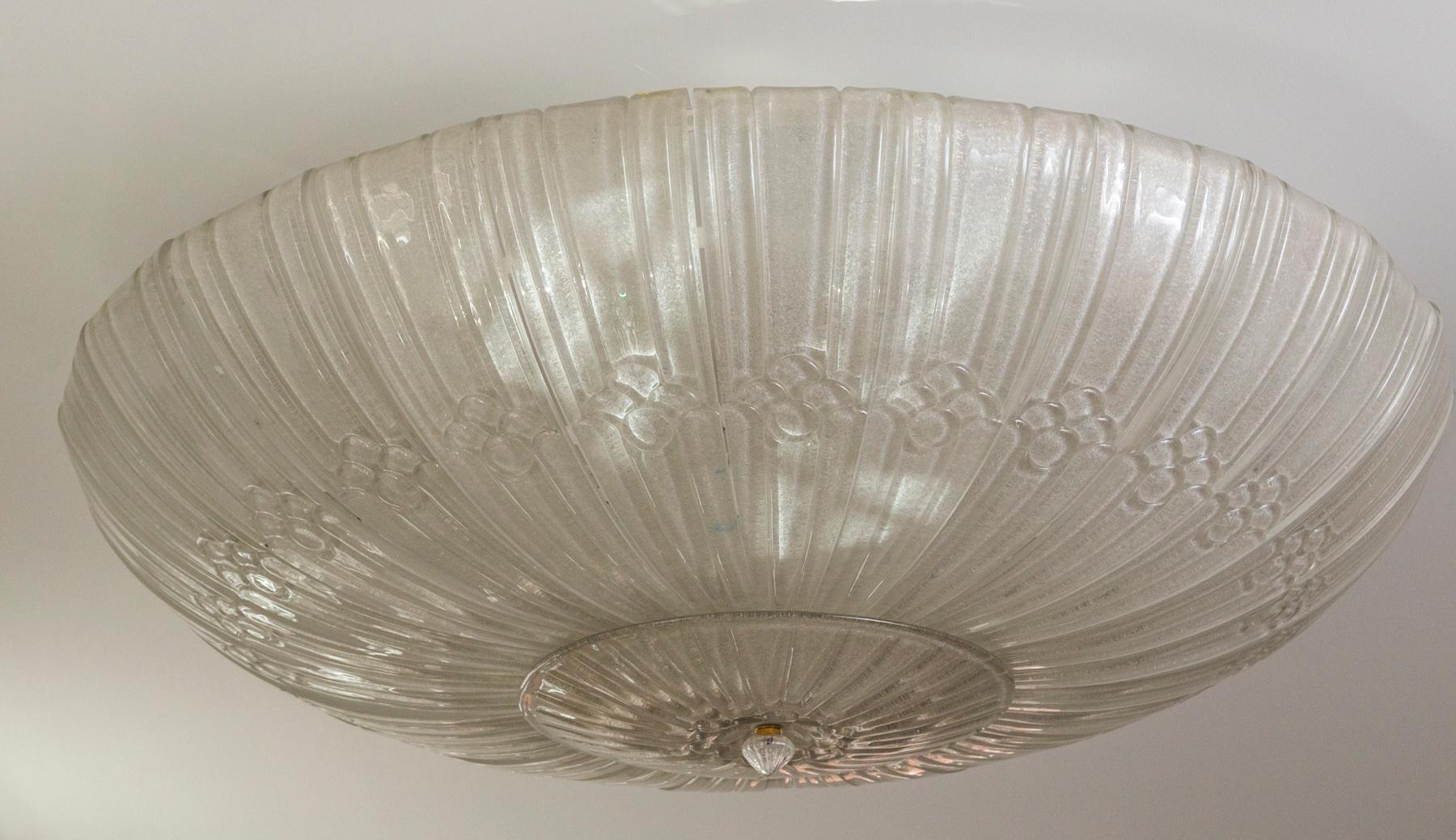 Italian Monumental Art Deco Style Dome-Shaped Ceiling Fixture by Barovier, UL Certified For Sale