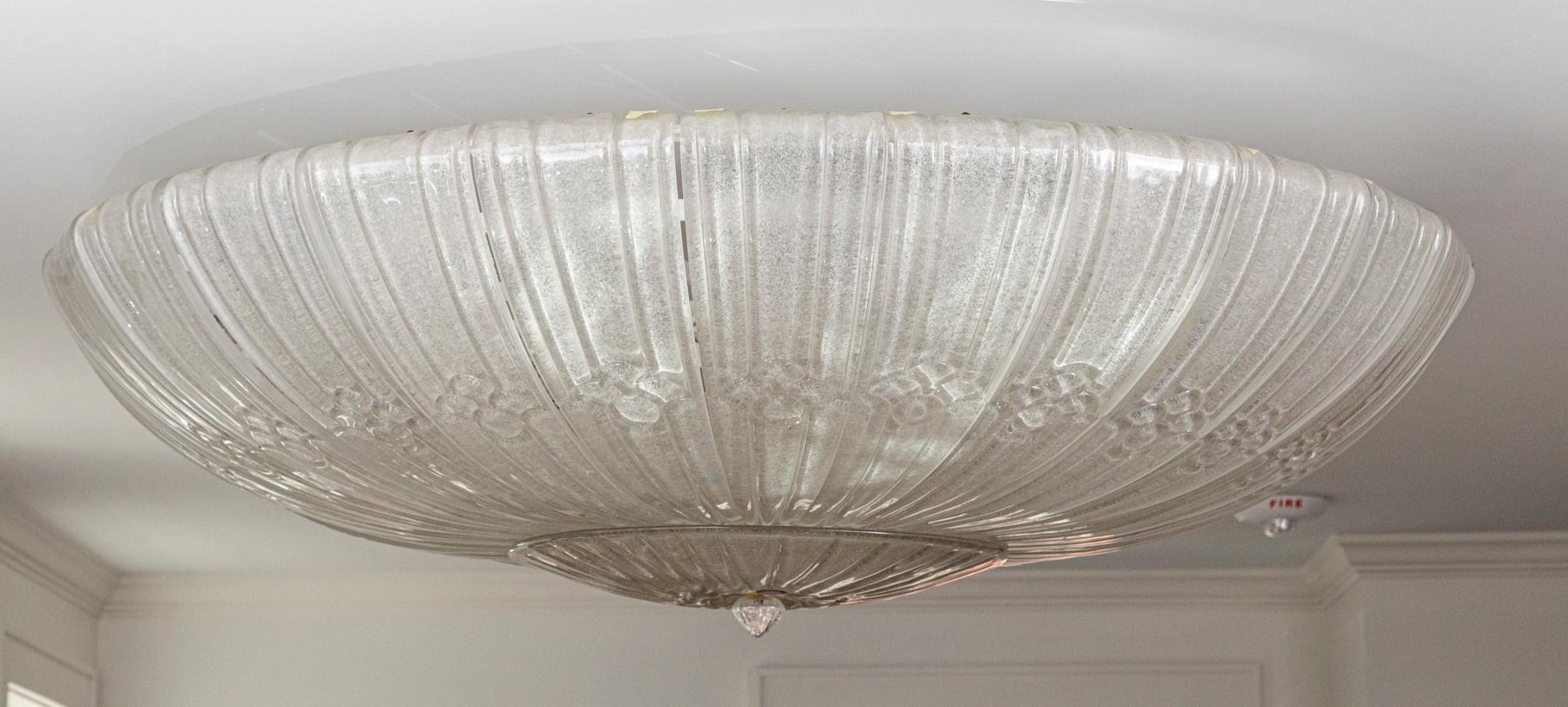 Monumental Art Deco Style Dome-Shaped Ceiling Fixture by Barovier, UL Certified In Good Condition For Sale In Westport, CT