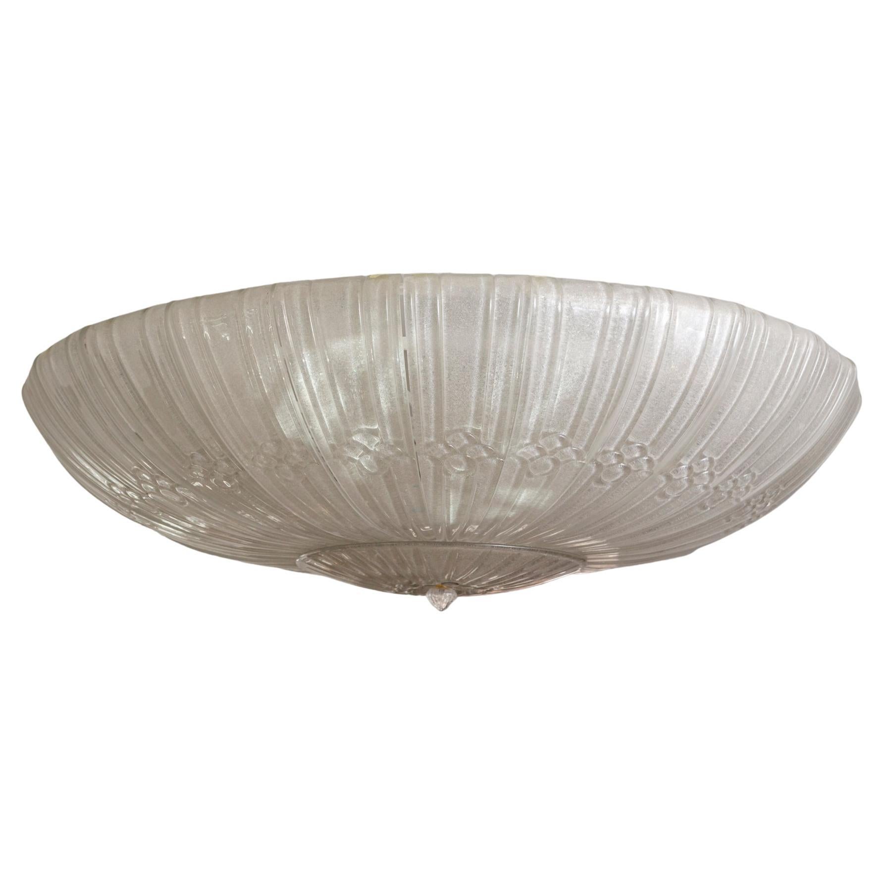 Monumental Art Deco Style Dome-Shaped Ceiling Fixture by Barovier, UL Certified For Sale