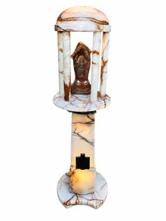 Monumental Art Deco Style Illuminated Onyx Figural Floor Lamp Sculpture