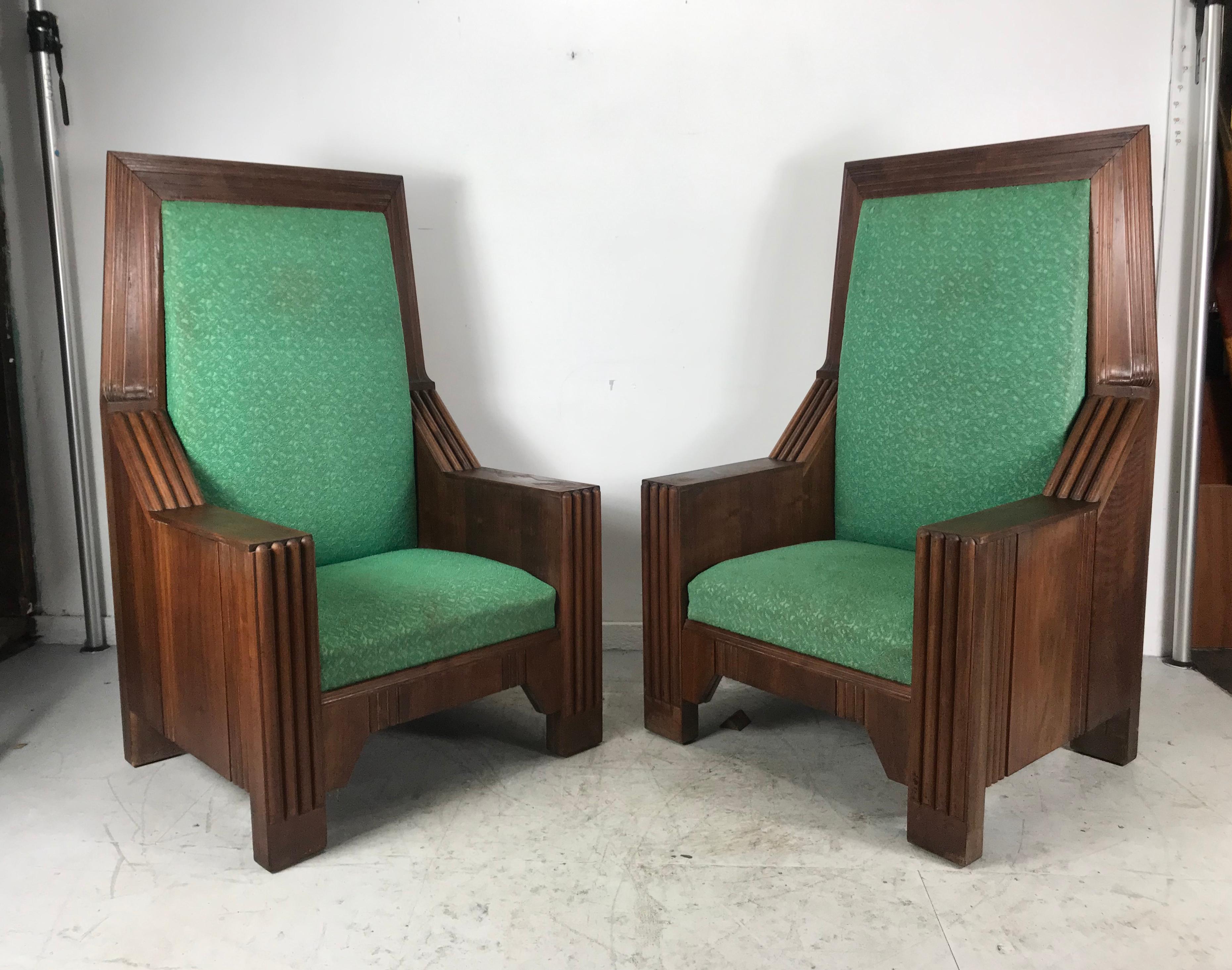 Monumental Art Deco Throne Chairs, Manufactured by the Henderson Ames Co. For Sale 1