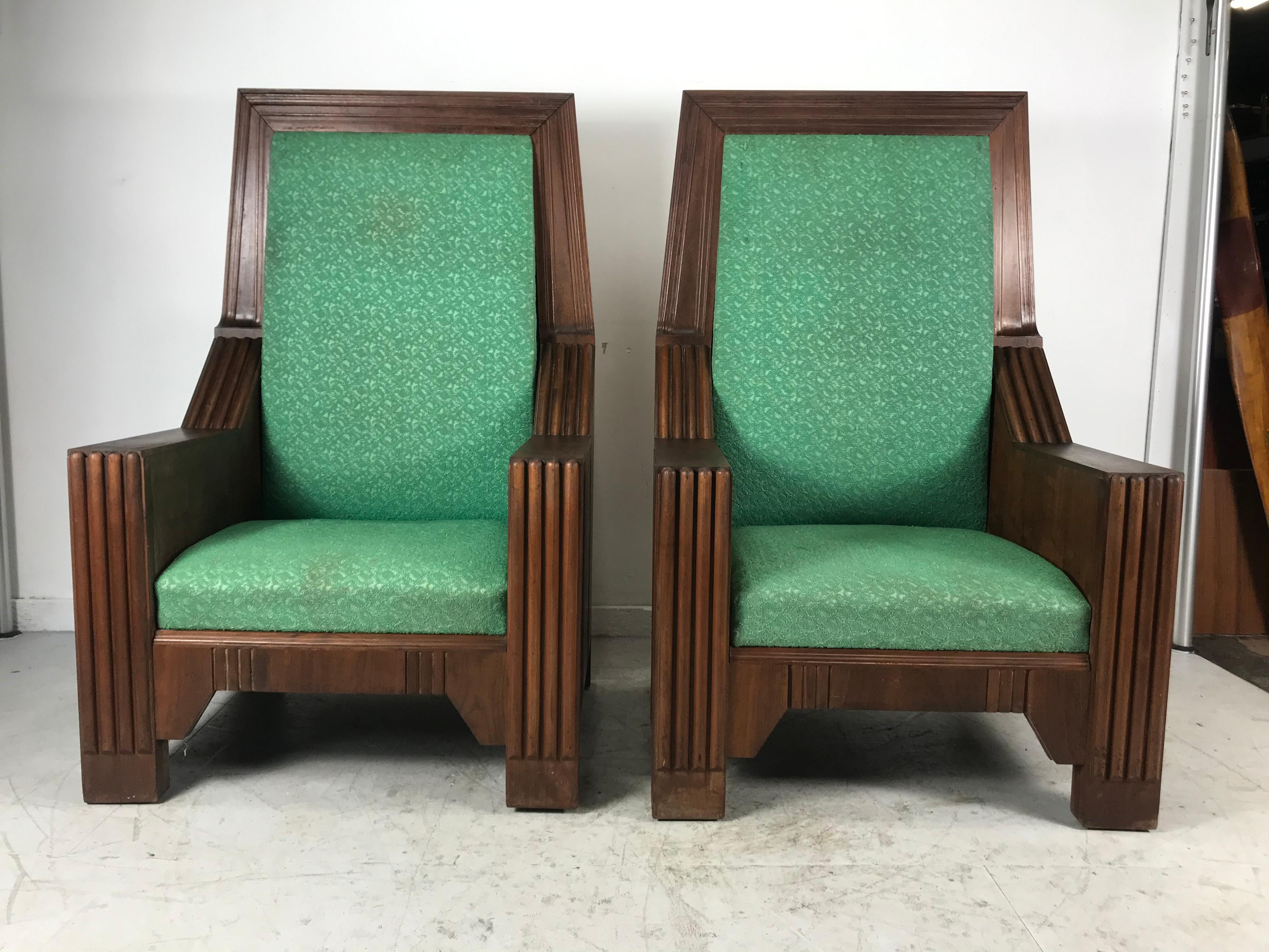 Monumental Art Deco Throne Chairs, Manufactured by the Henderson Ames Co. For Sale 3