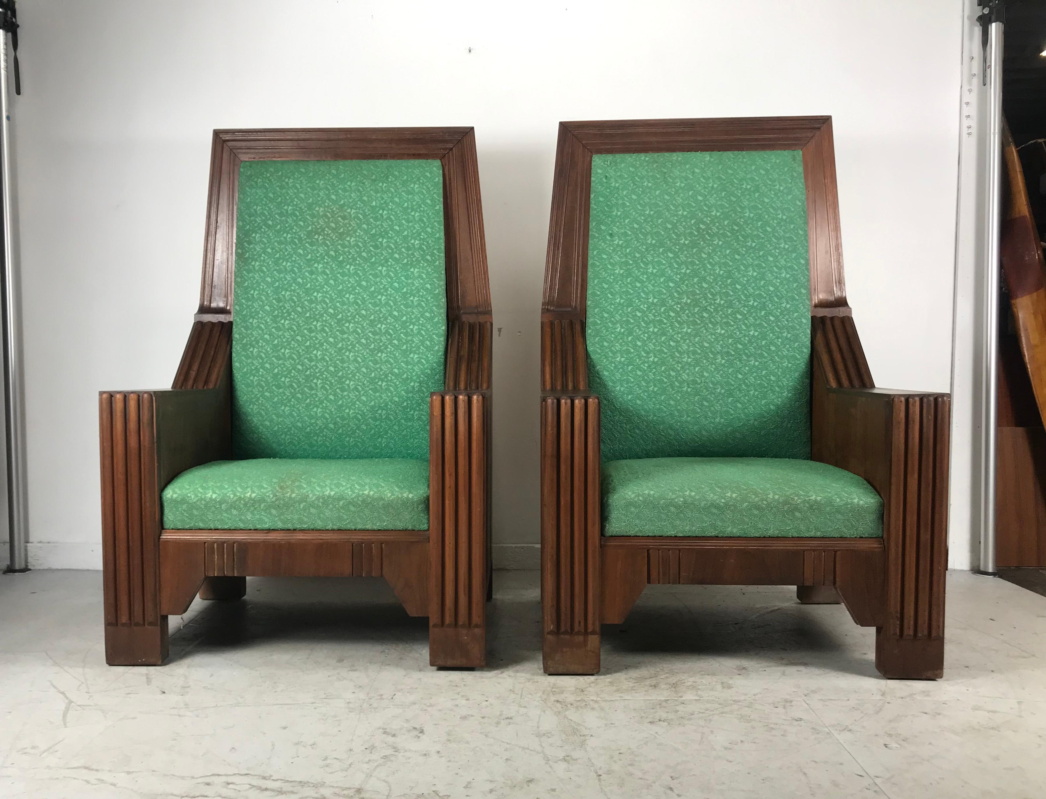 Monumental Art Deco Throne Chairs, Manufactured by the Henderson Ames Co. For Sale 4