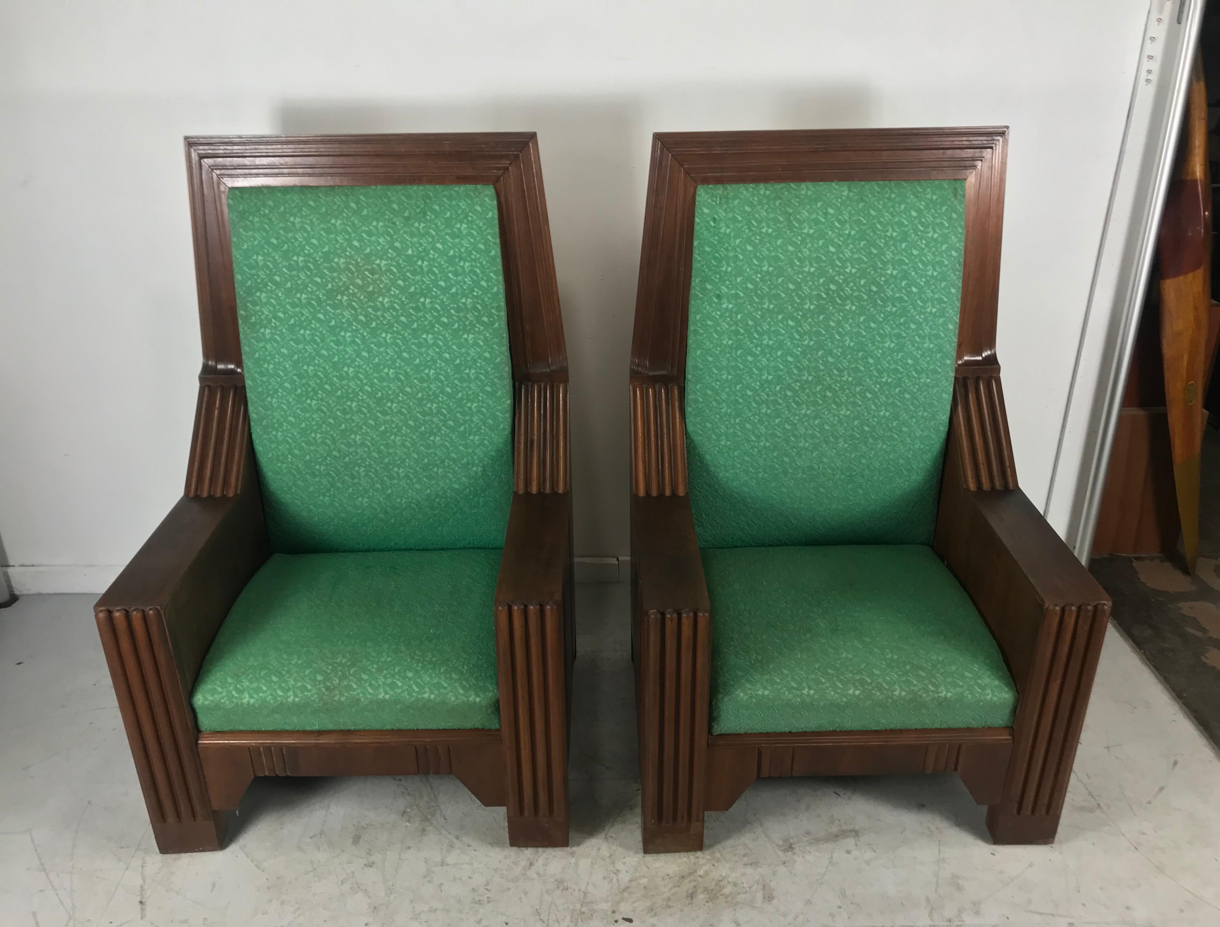 American Monumental Art Deco Throne Chairs, Manufactured by the Henderson Ames Co. For Sale