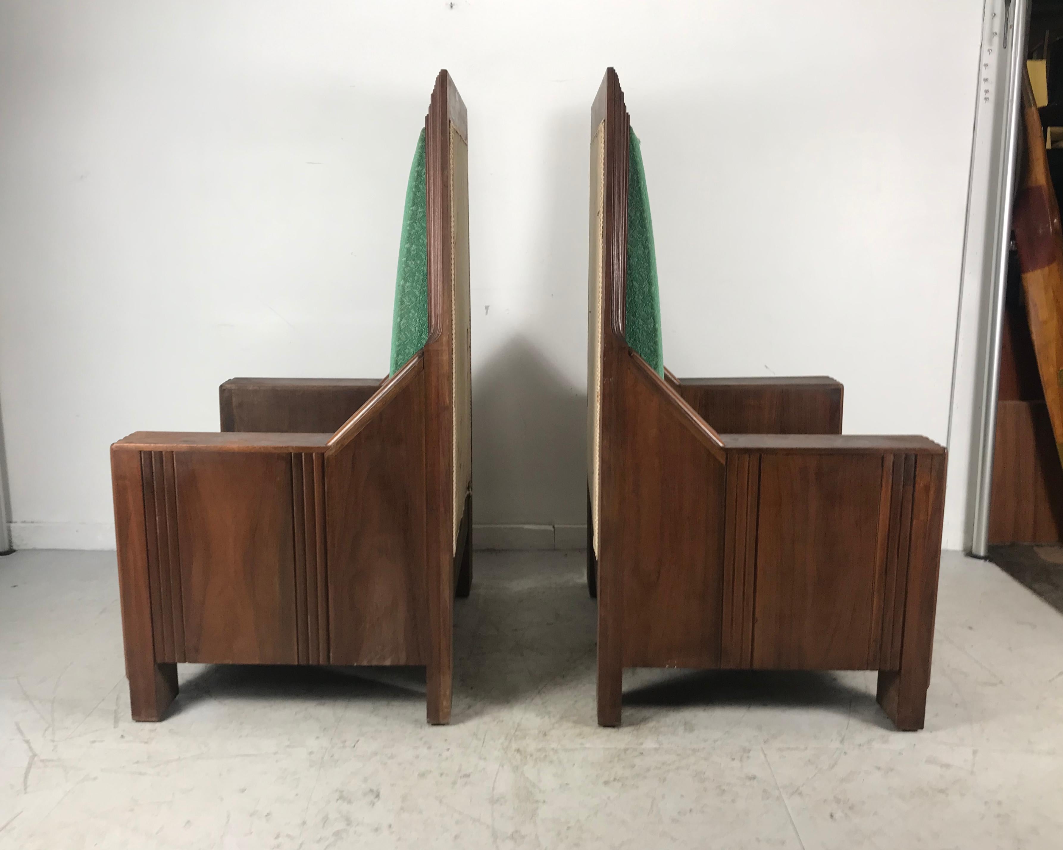 Monumental Art Deco Throne Chairs, Manufactured by the Henderson Ames Co. In Good Condition For Sale In Buffalo, NY