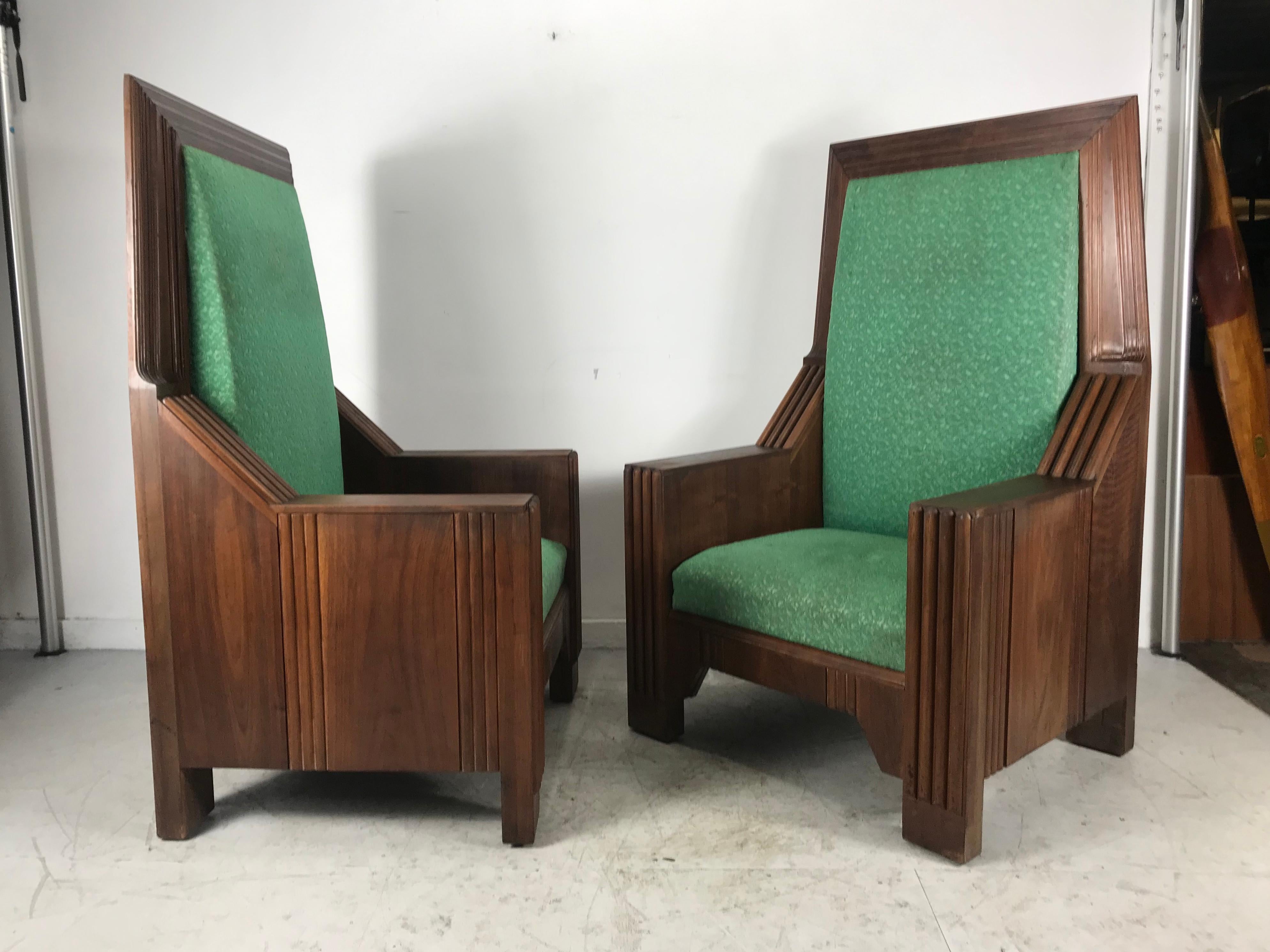 Mid-20th Century Monumental Art Deco Throne Chairs, Manufactured by the Henderson Ames Co. For Sale