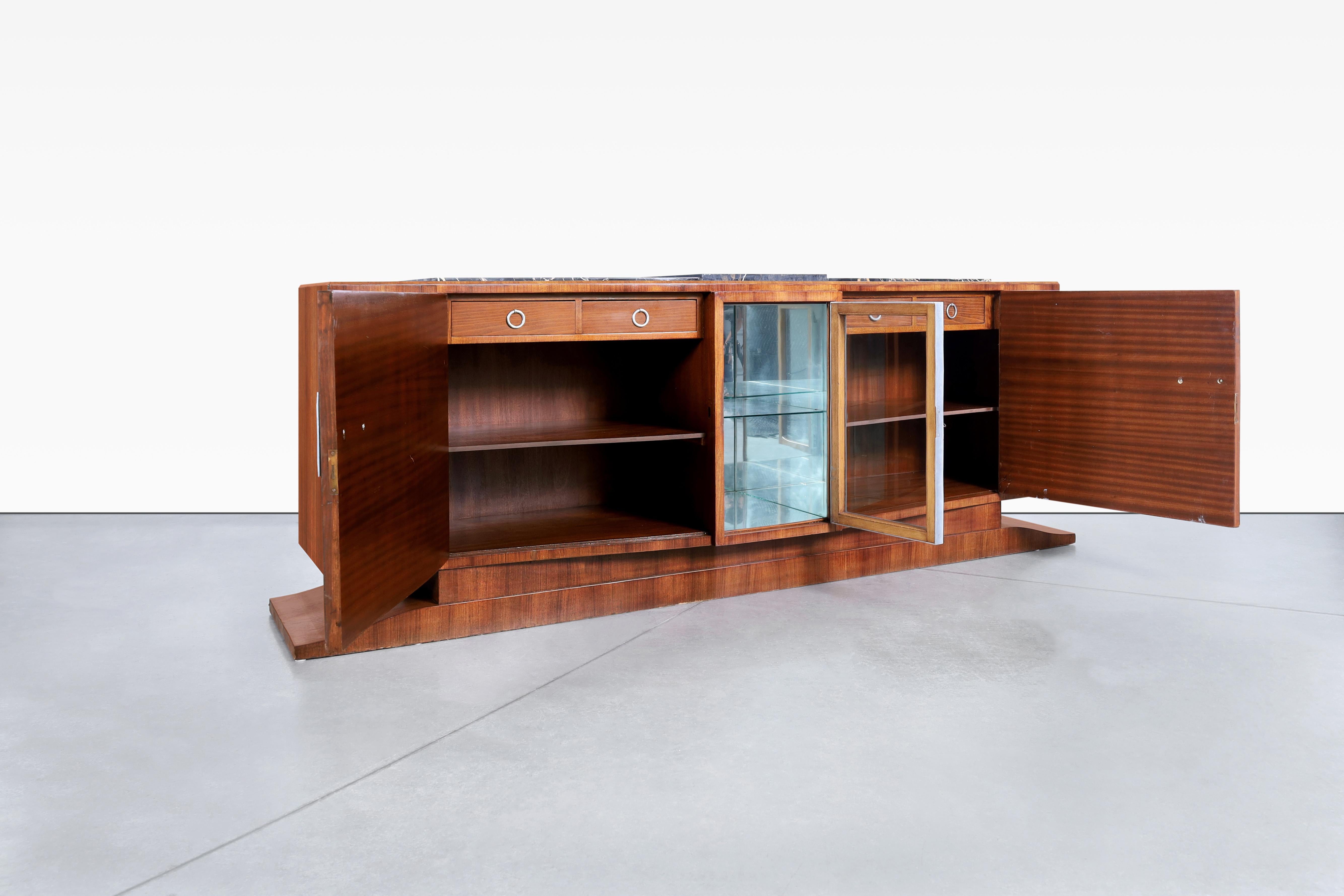 Monumental Art Deco Walnut and Marble Credenza by Maurice Rinck For Sale 4