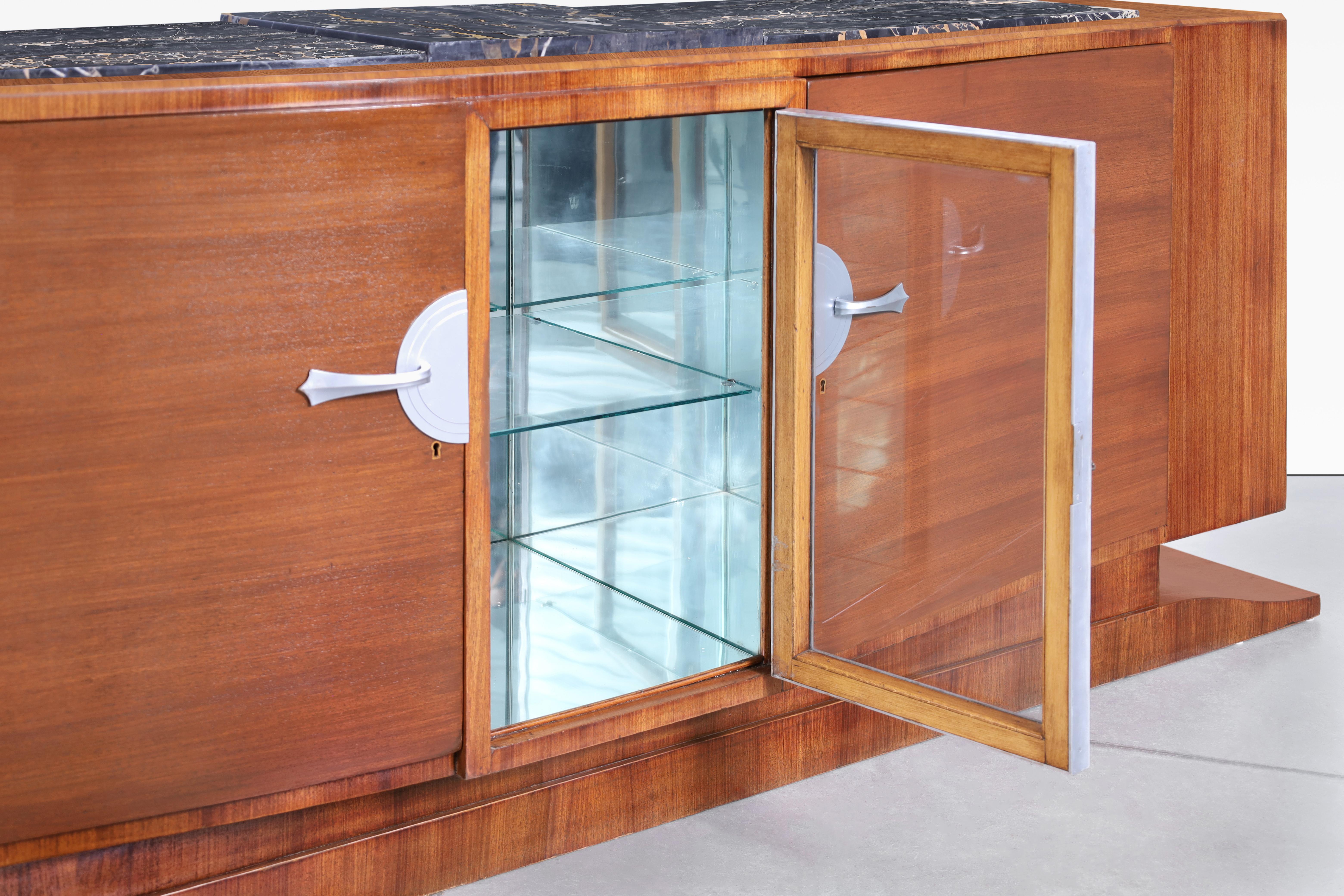 Monumental Art Deco Walnut and Marble Credenza by Maurice Rinck For Sale 5