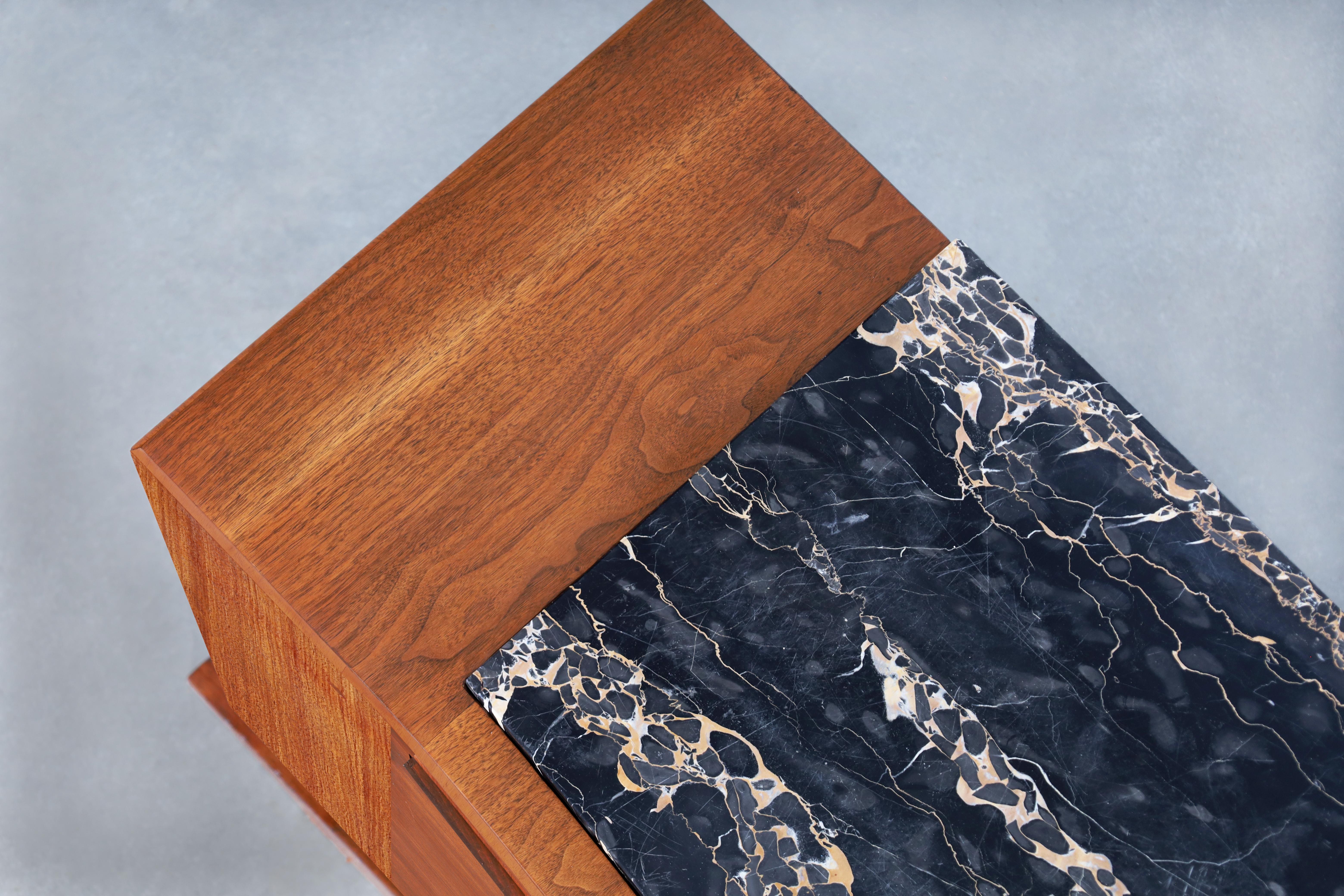 Monumental Art Deco Walnut and Marble Credenza by Maurice Rinck For Sale 7