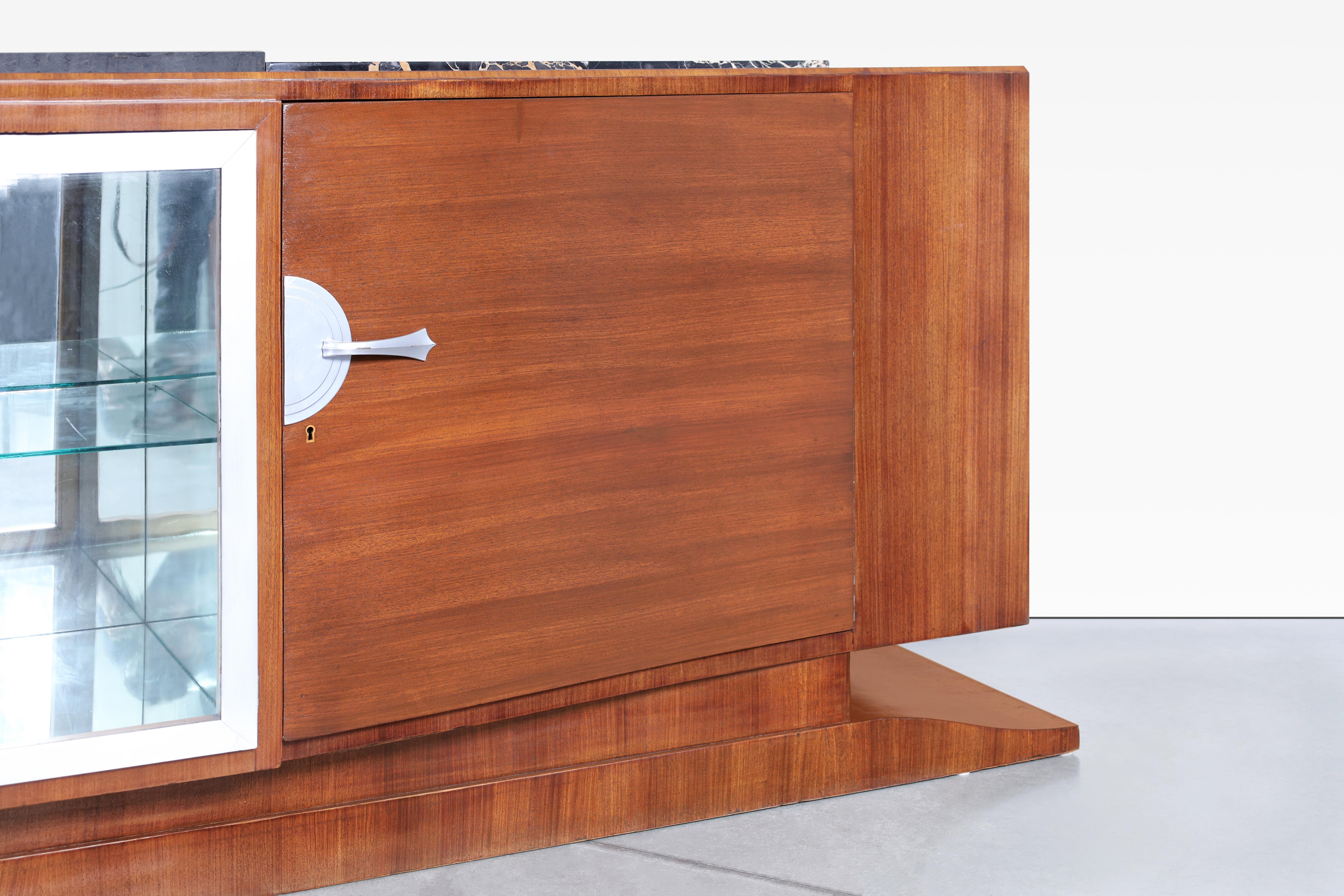 Monumental Art Deco Walnut and Marble Credenza by Maurice Rinck For Sale 3