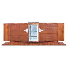 Vintage Monumental Art Deco Walnut and Marble Credenza by Maurice Rinck