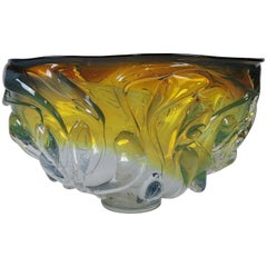 Monumental Art Glass Hand Blown Drip Bowl by Will Dexter