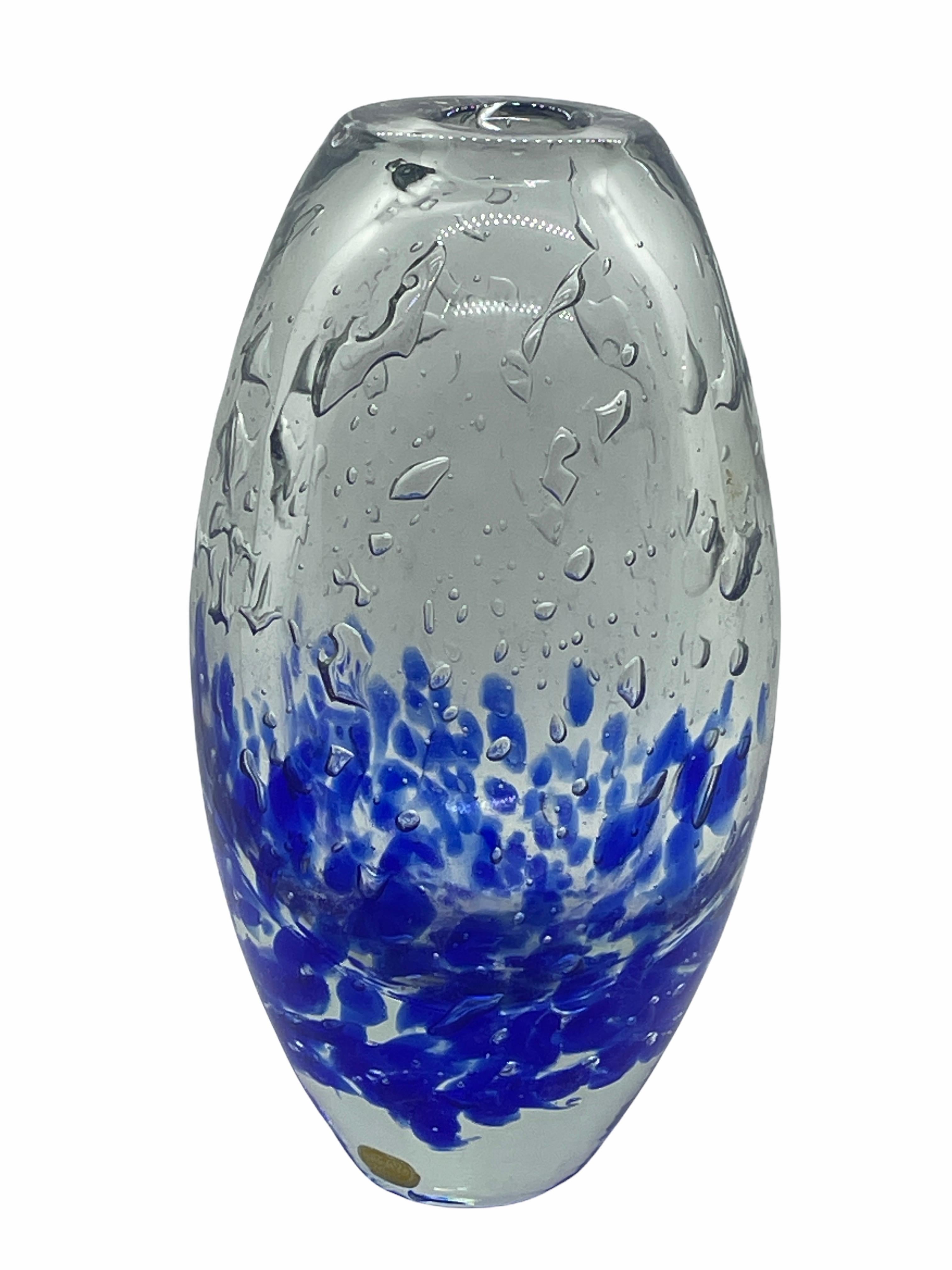 Hand-Crafted Monumental Art Glass Vase by Bohemia Glass, Czechoslovakia, Vintage For Sale