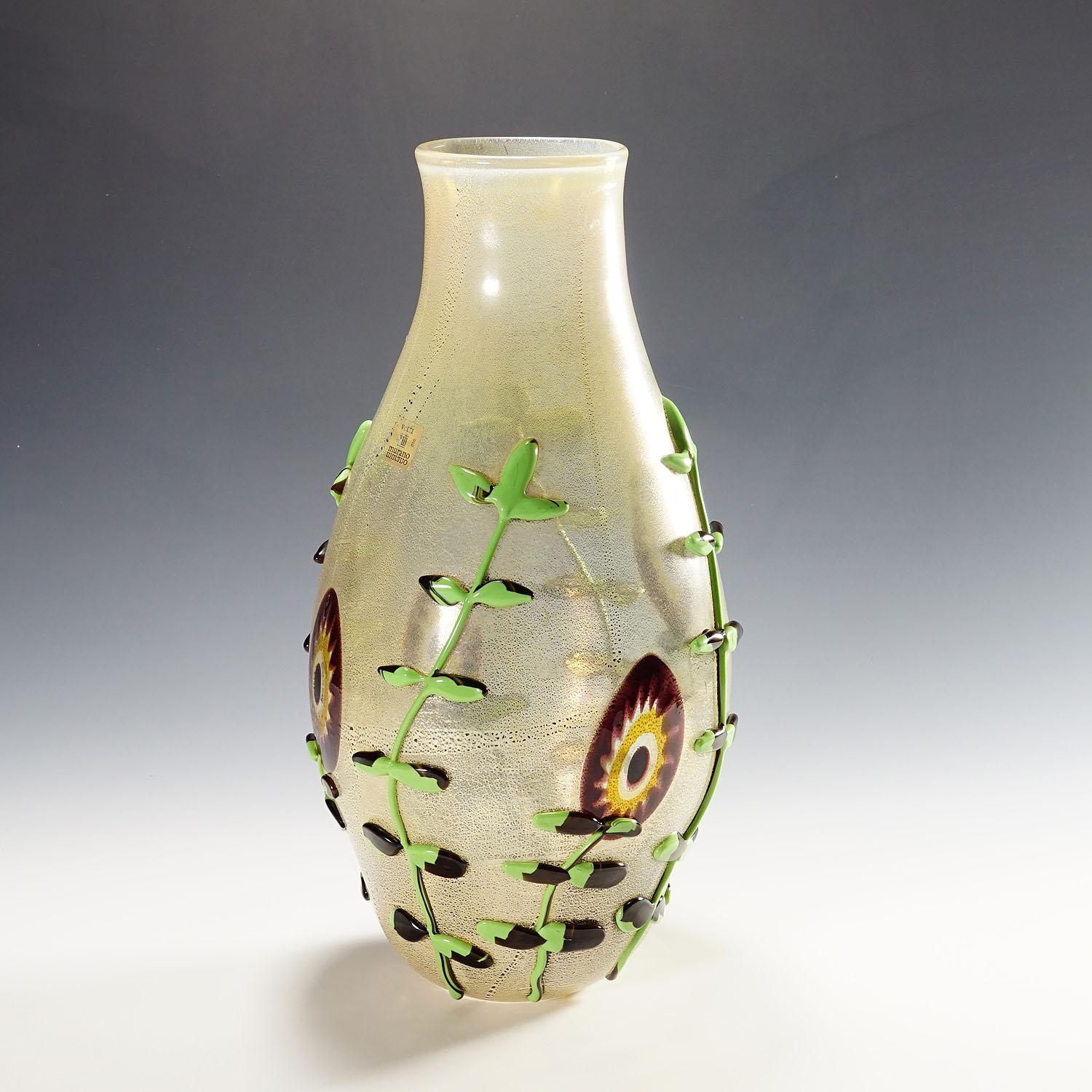 Mid-Century Modern Vase monumental en verre d'art par Licio Zanetti, Murano, vers 1970 en vente