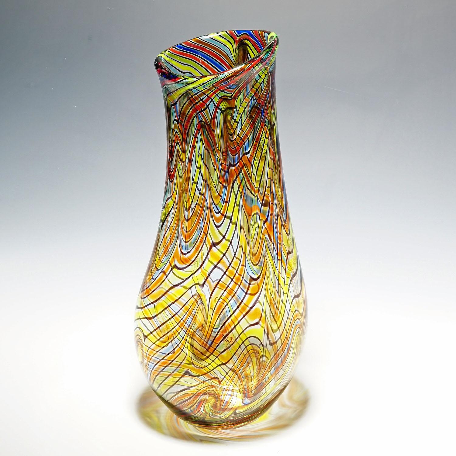 Mid-Century Modern Monumental Art Glass Vase by Luca Vidal, Murano For Sale