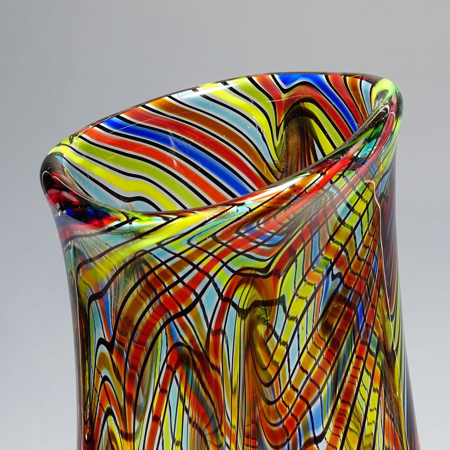Italian Monumental Art Glass Vase by Luca Vidal, Murano For Sale