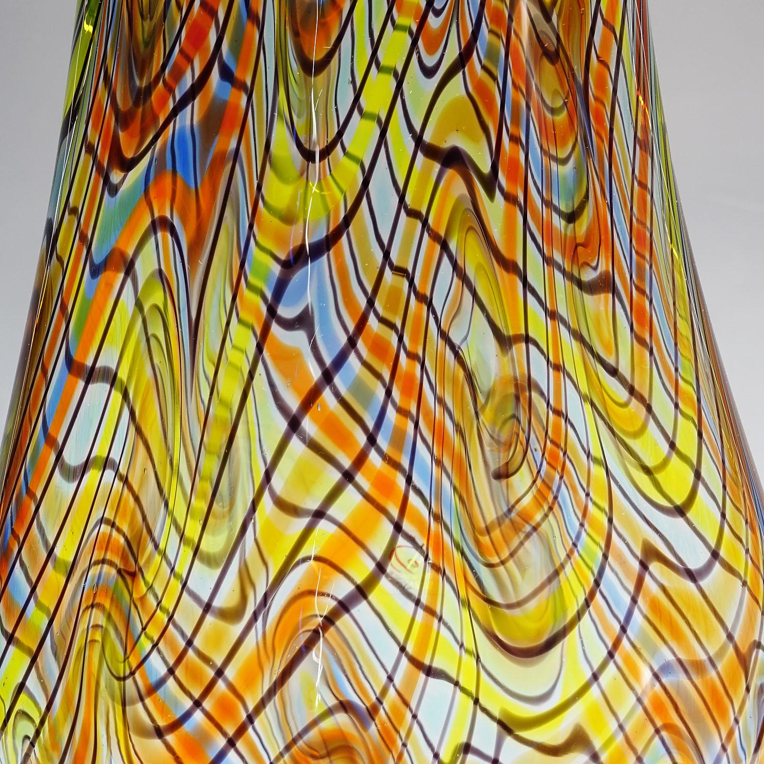 Hand-Crafted Monumental Art Glass Vase by Luca Vidal, Murano For Sale