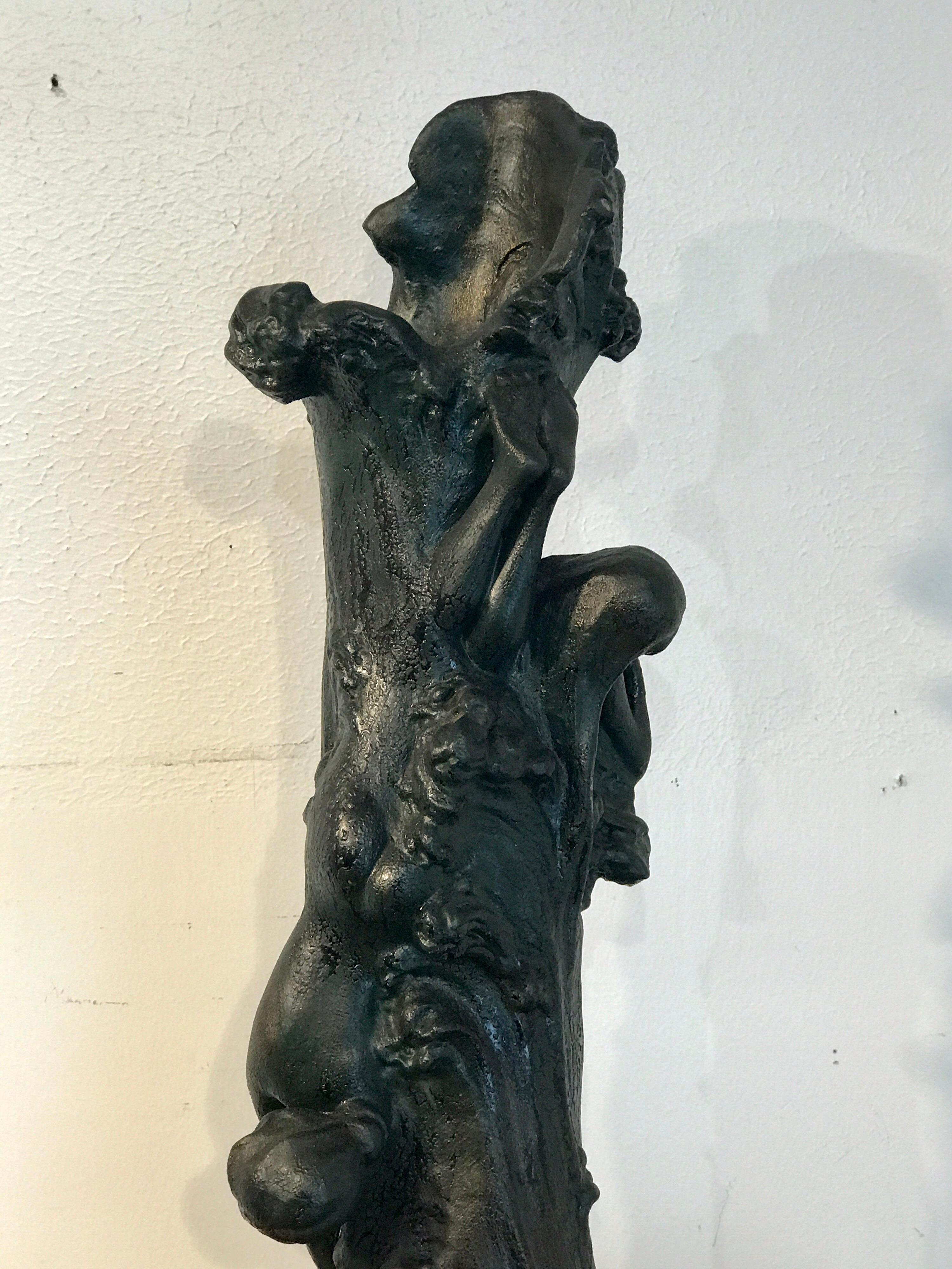 Monumental Art Nouveau Amphora Teplitz Mermaid Vase 5