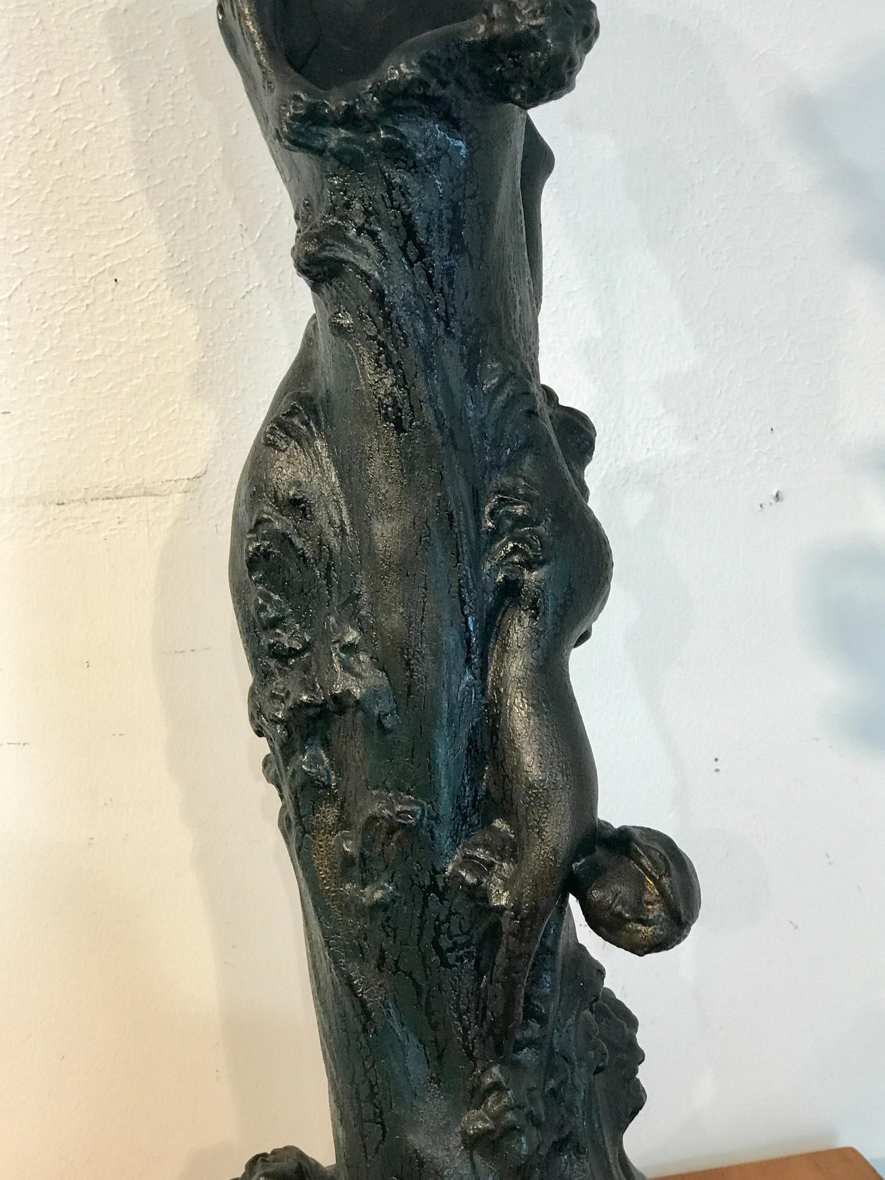 Monumental Art Nouveau Amphora Teplitz Mermaid Vase 6