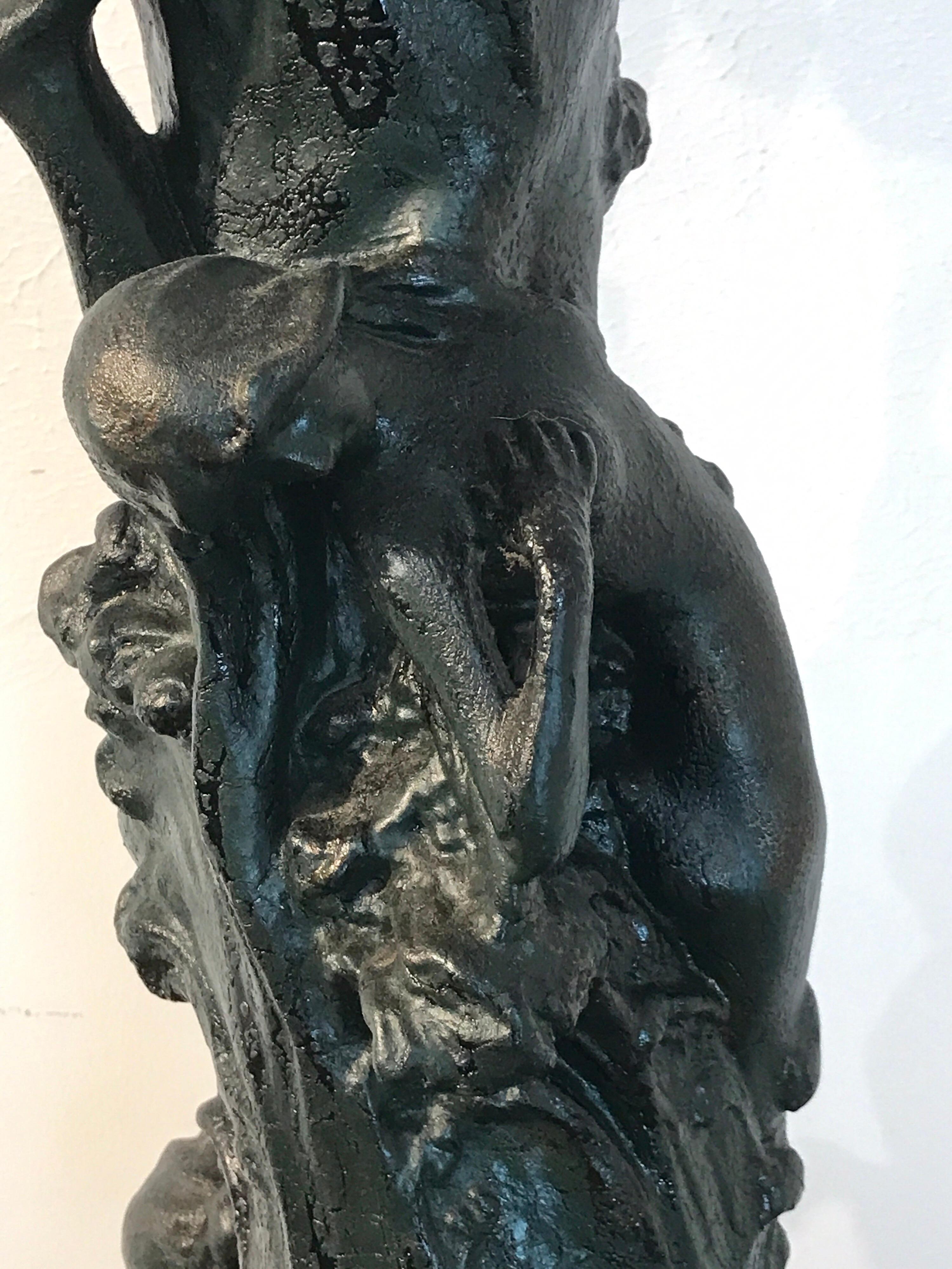 Monumental Art Nouveau Amphora Teplitz Mermaid Vase 7