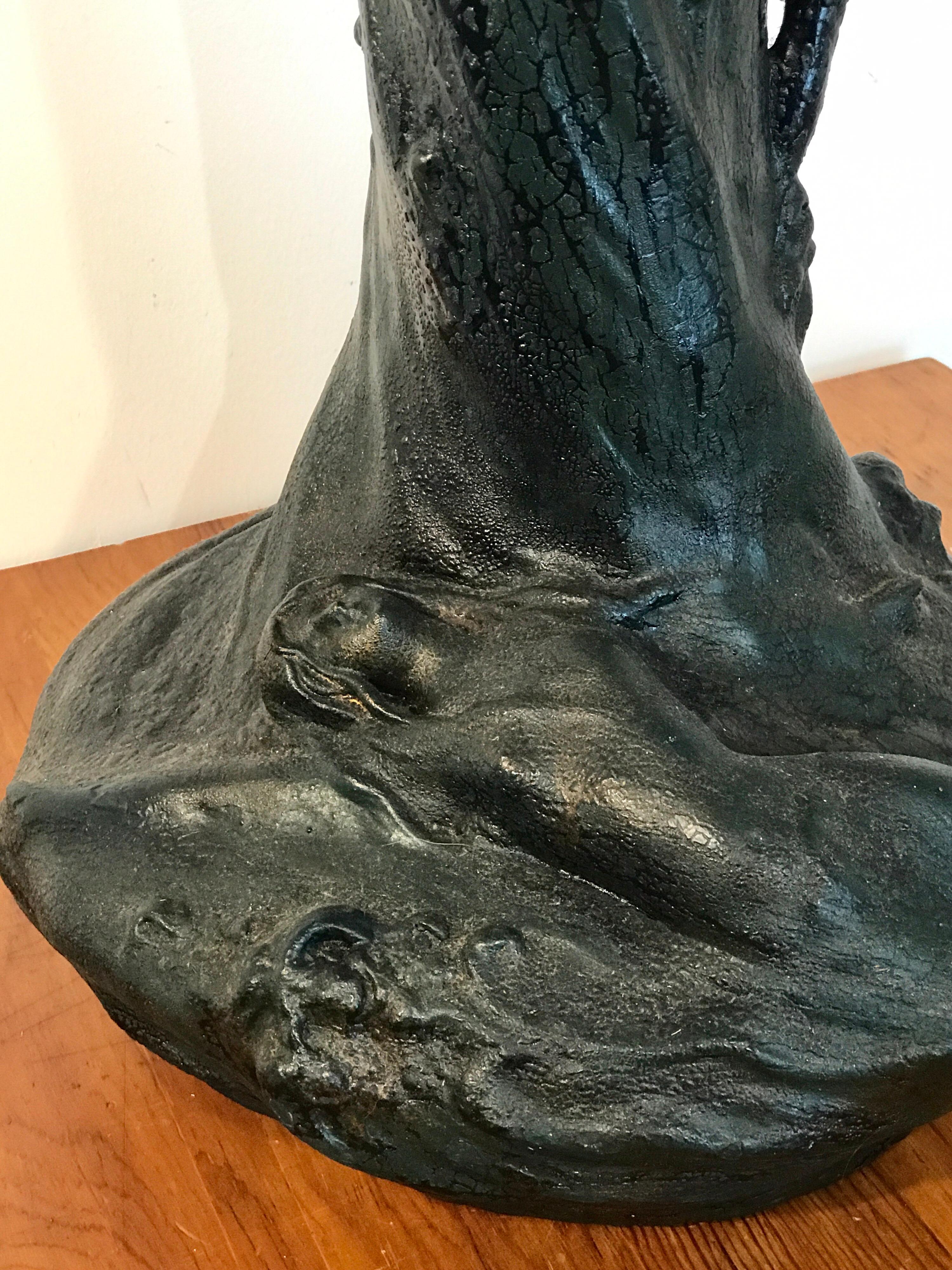 Monumental Art Nouveau Amphora Teplitz Mermaid Vase 10