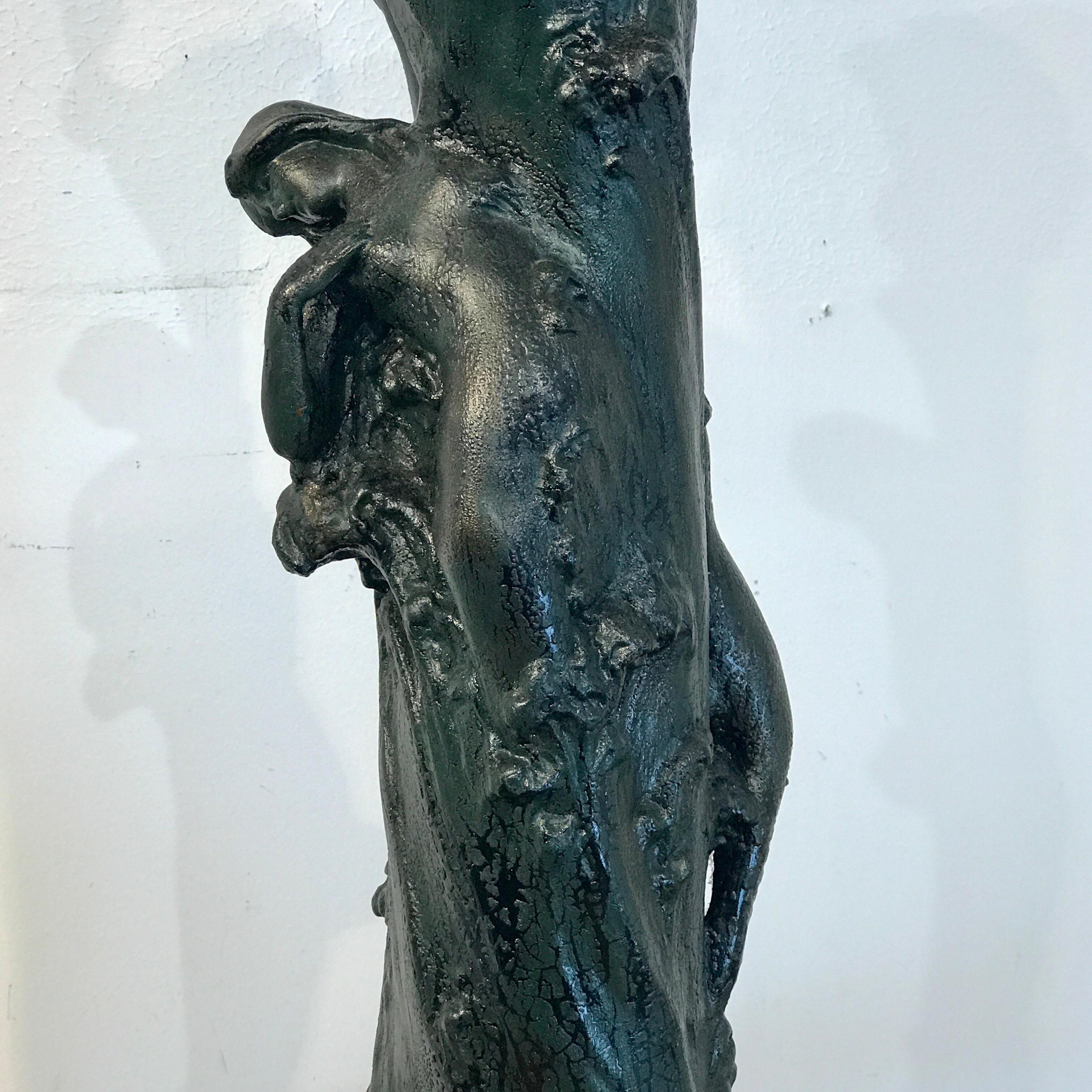 Austrian Monumental Art Nouveau Amphora Teplitz Mermaid Vase