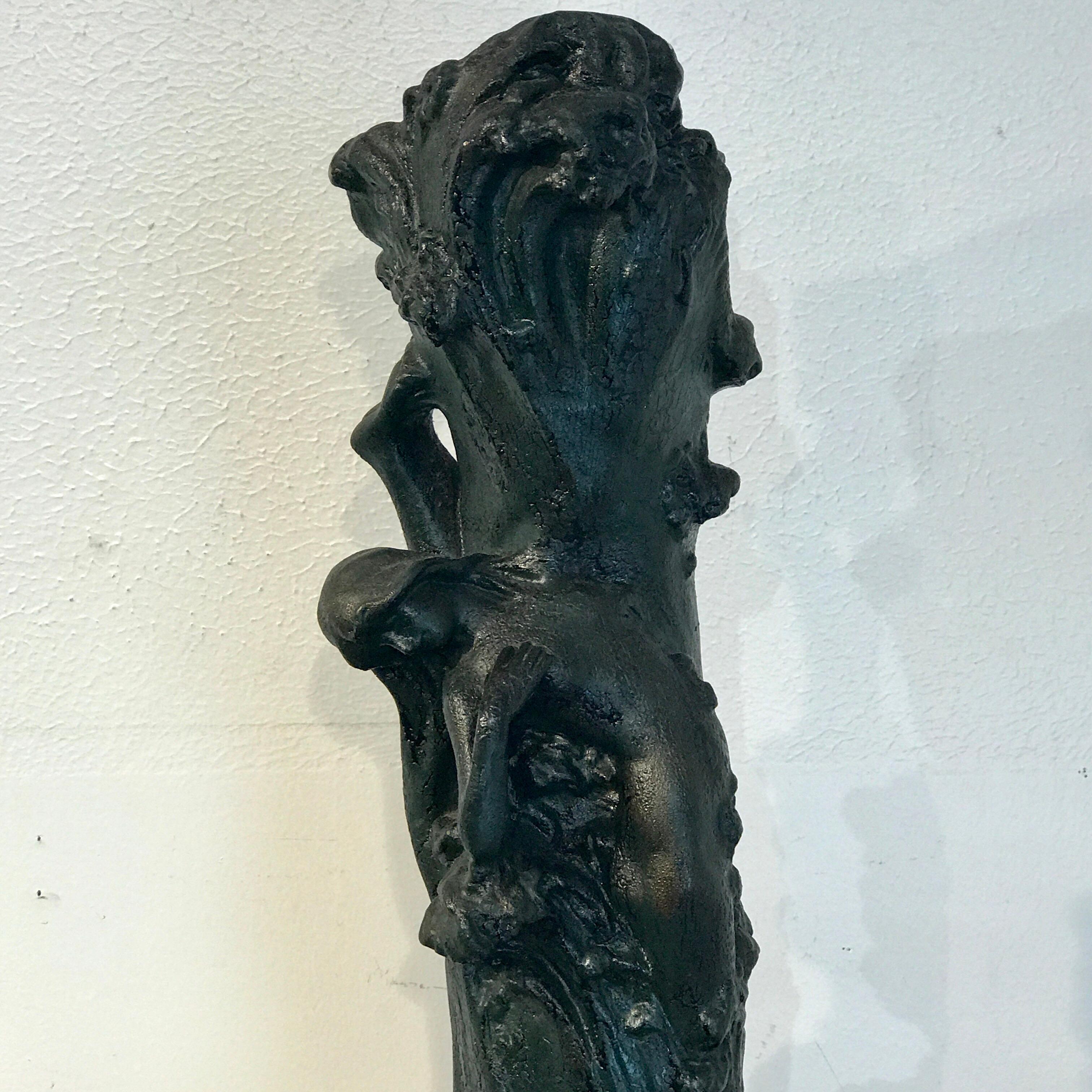Glazed Monumental Art Nouveau Amphora Teplitz Mermaid Vase