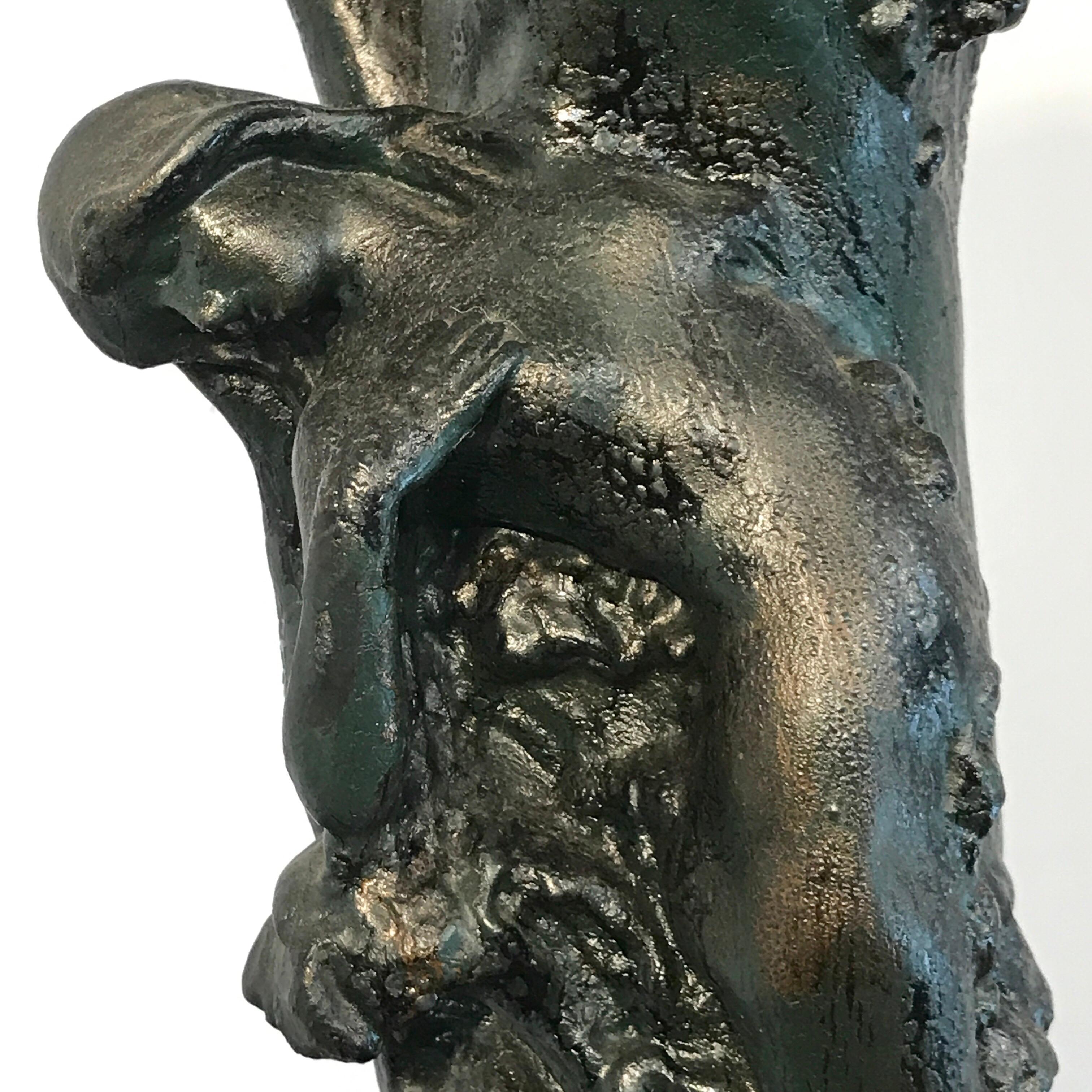 20th Century Monumental Art Nouveau Amphora Teplitz Mermaid Vase