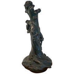 Monumental Art Nouveau Amphora Teplitz Mermaid Vase