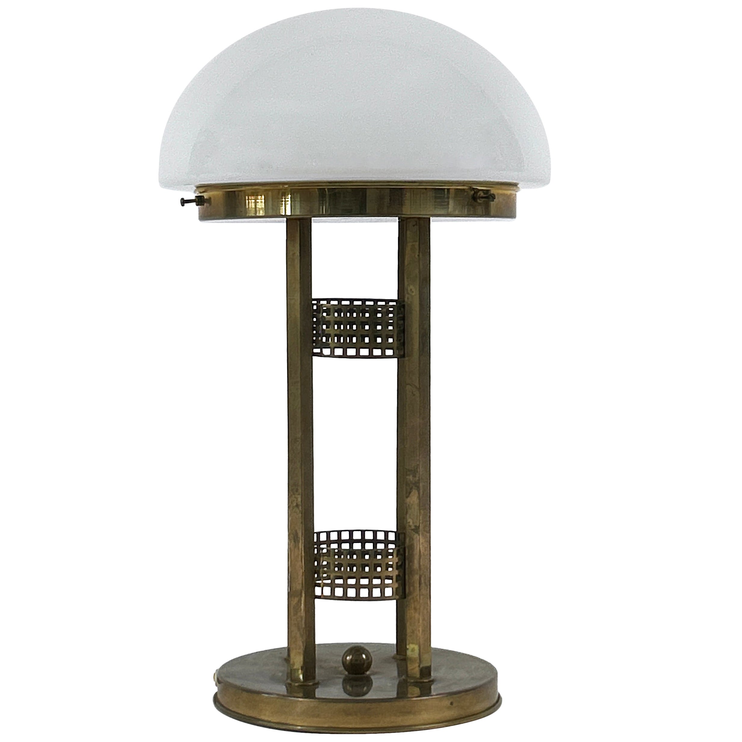 Monumental Art Nouveau Design Brass Table Lamp or Desk Light Austria 1980s