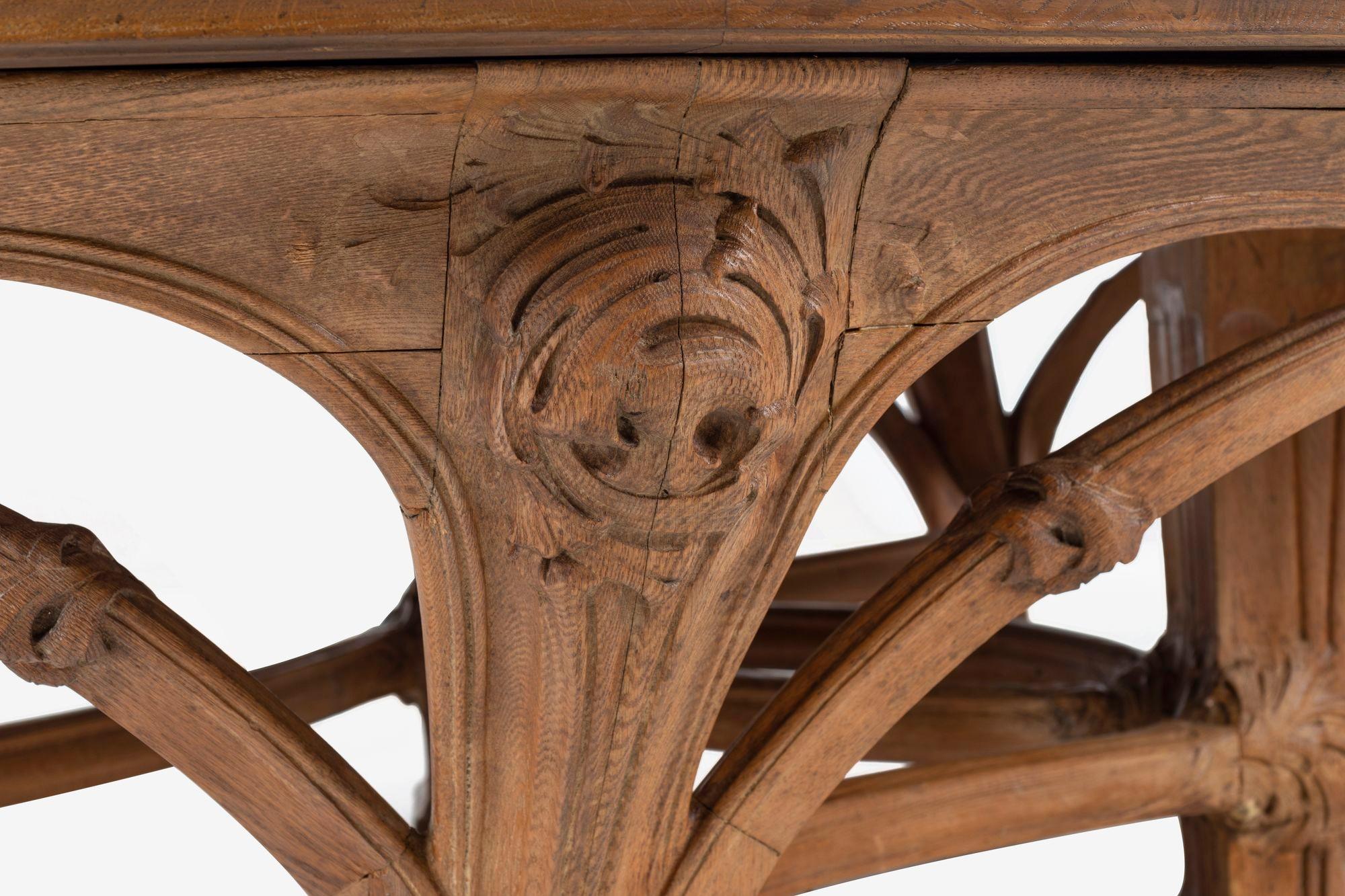 Monumental Art Nouveau Dining Table Attributed to Victor Horta from the Firehous For Sale 2