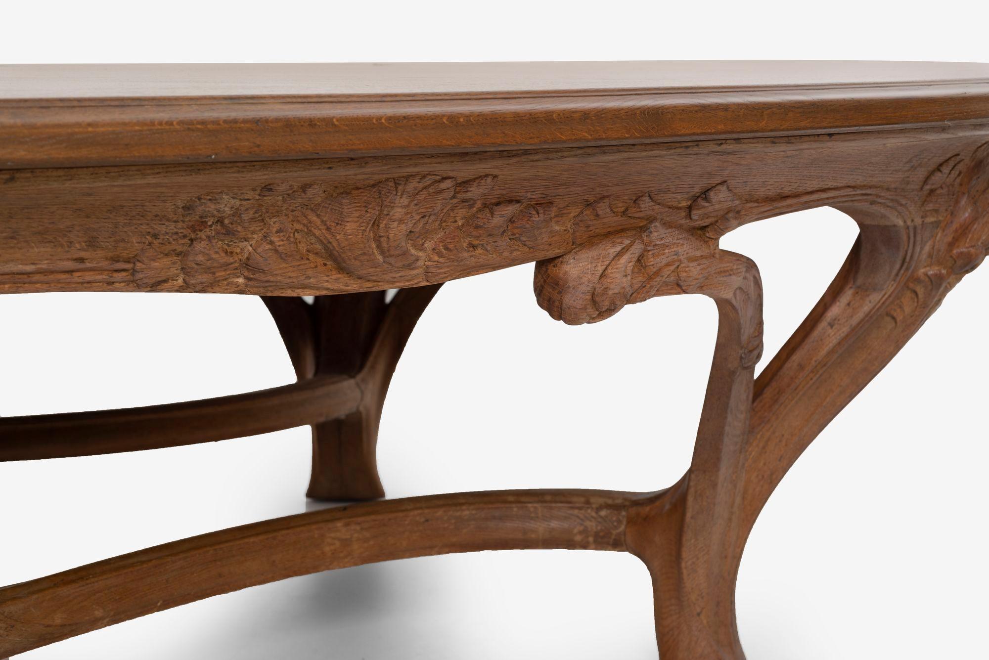 Monumental Art Nouveau Dining Table Attributed to Victor Horta from the Firehous For Sale 6