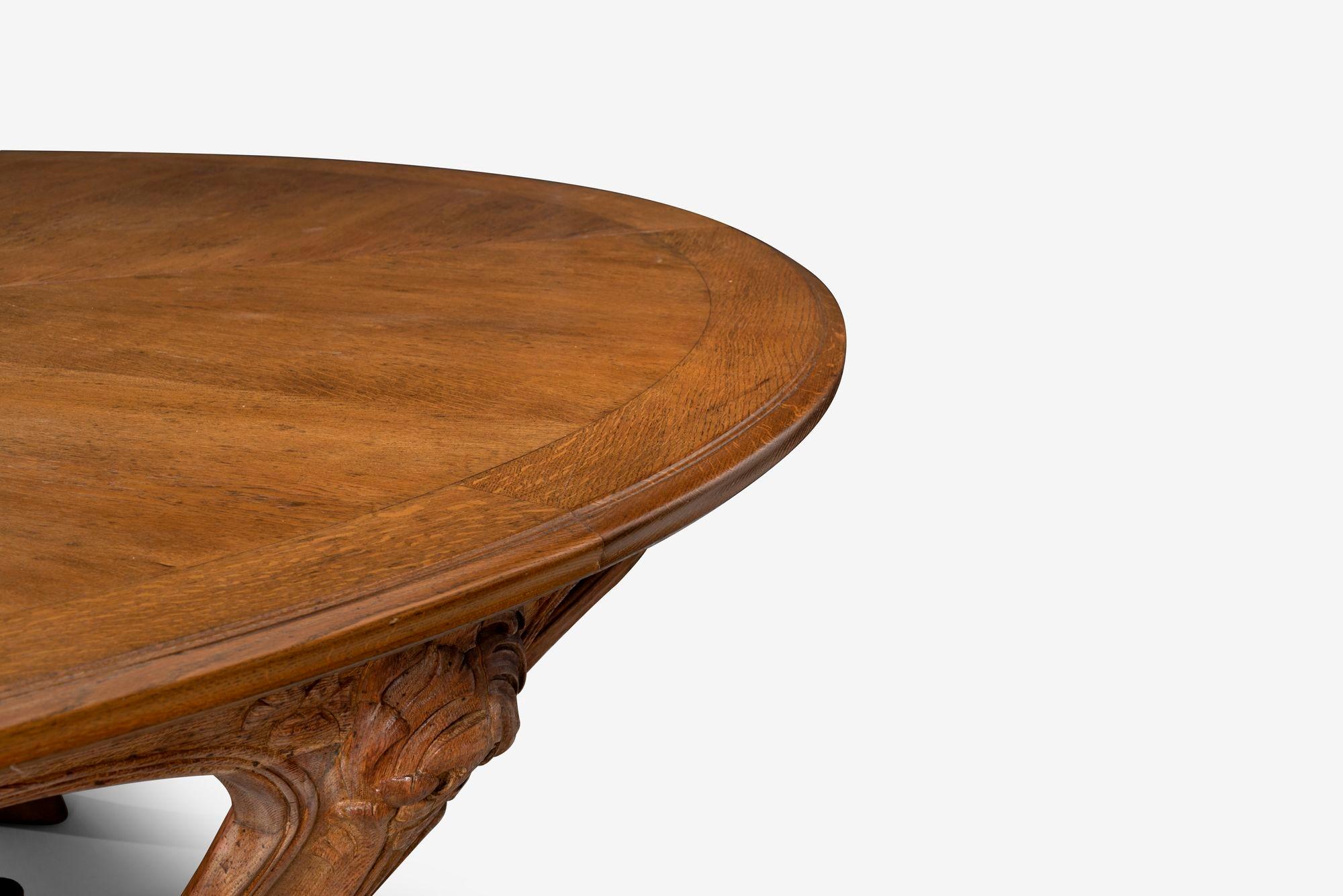 Monumental Art Nouveau Dining Table Attributed to Victor Horta from the Firehous For Sale 9