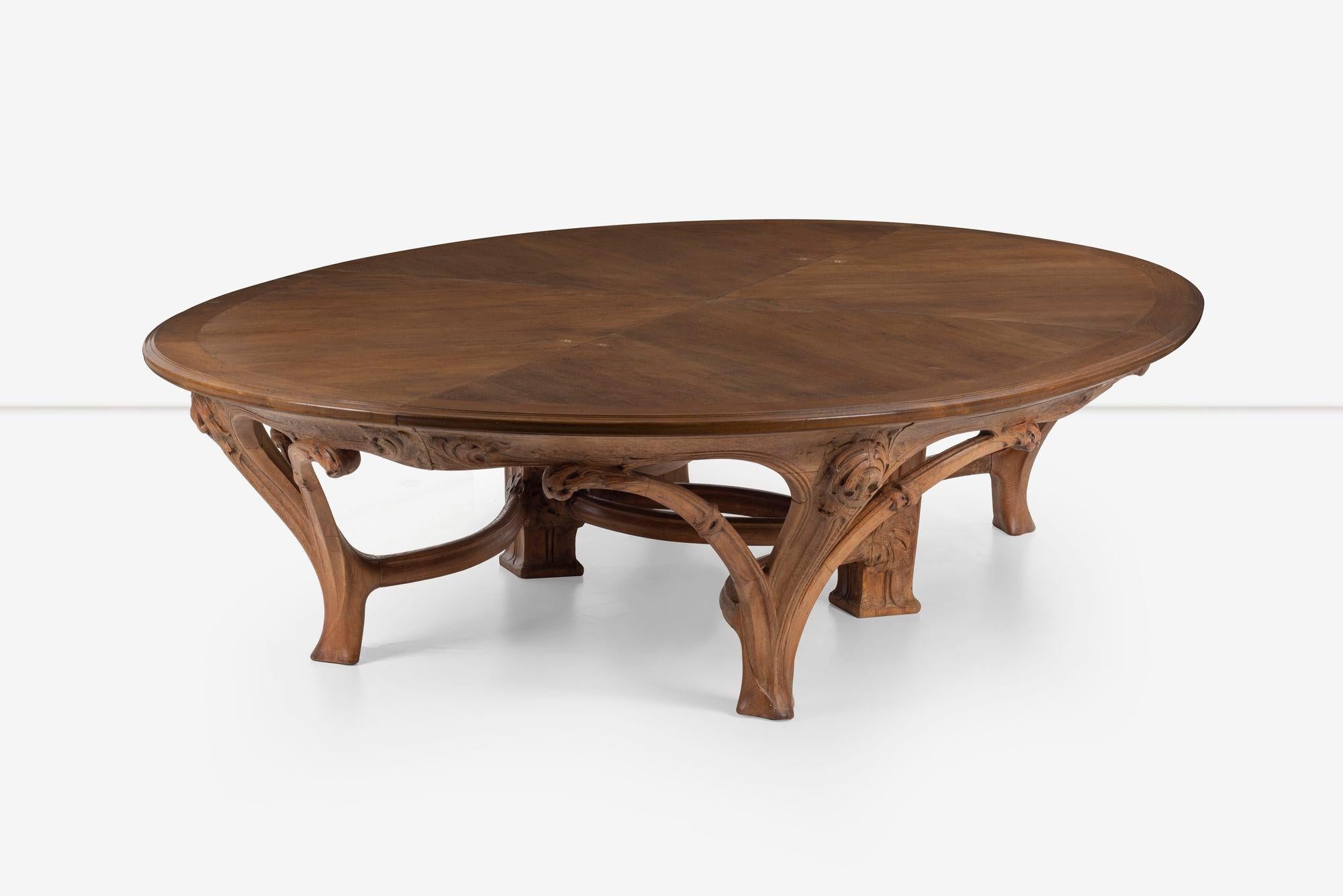 Monumental Art Nouveau Dining Table Attributed to Victor Horta from the Firehous In Good Condition For Sale In Chicago, IL