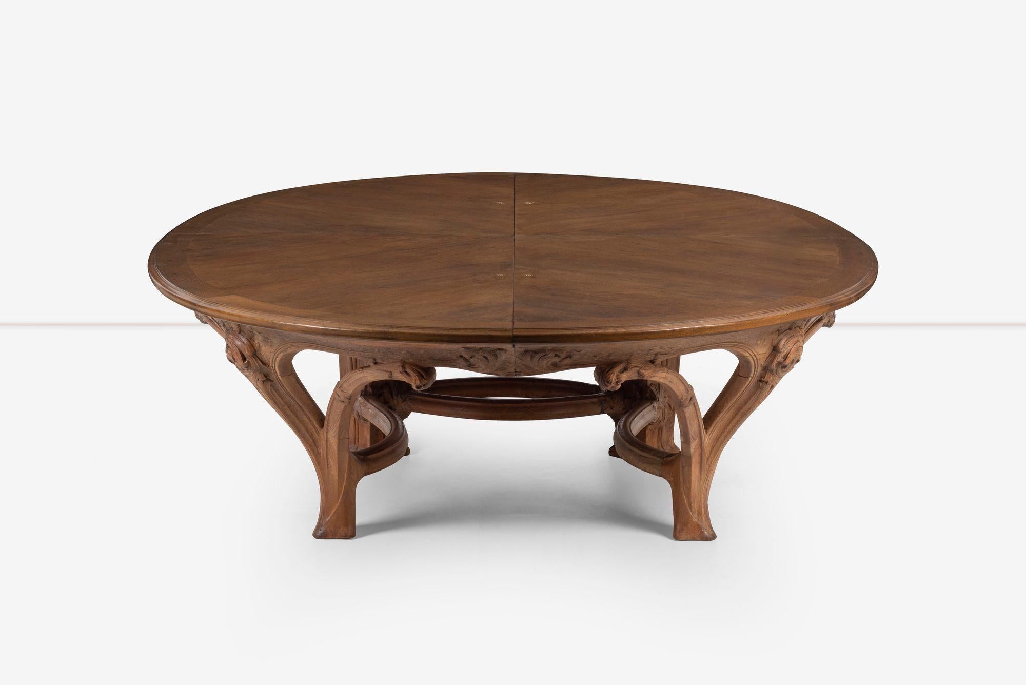 Table de salle à manger monumentale Art Nouveau attribuée à Victor Horta de la série Firehous en vente 1