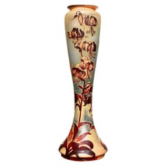 Monumental Art Nouveau Emile Galle Tiger Lily Cameo Vase