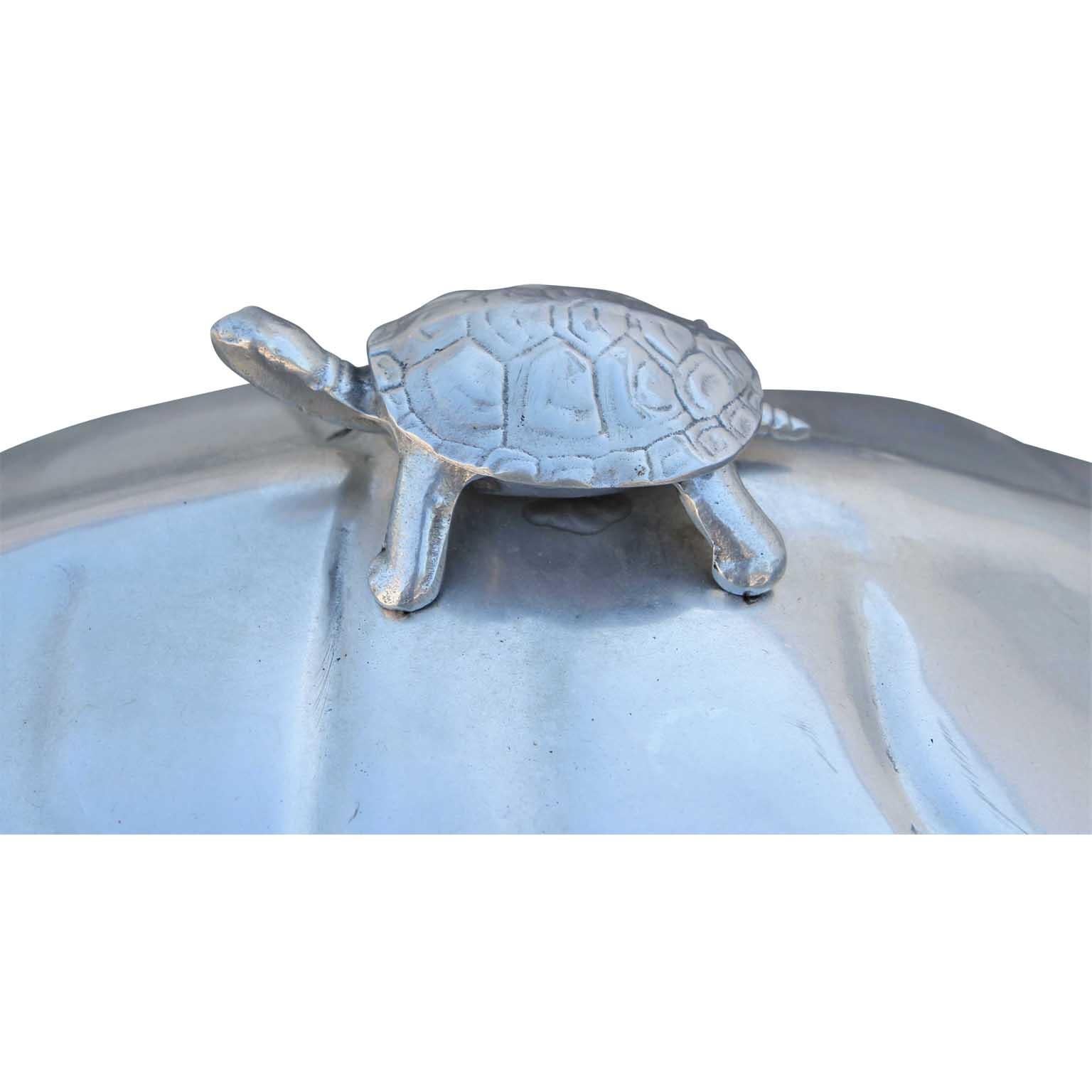 Monumentaler Arthur Court Servierteller aus Silber und Aluminium mit Schildkröten-/Schildkrötenmotiv (Nordamerikanisch)