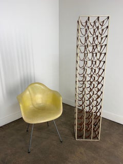 Monumental Arthur Umanoff Attributed Iron and Saddle Leather Wine Rack, 1960s