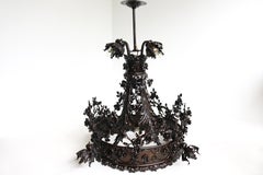 Monumental Arts and Crafts Wrought Iron Chandelier Attr to Louis Van Boeckel