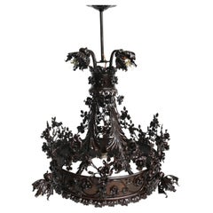 Antique Monumental Arts and Crafts Wrought Iron Chandelier Attr to Louis Van Boeckel