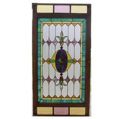 Monumental Arts & Crafts Mosaic Leaded Stained & Slag Glass Window, circa 1900
