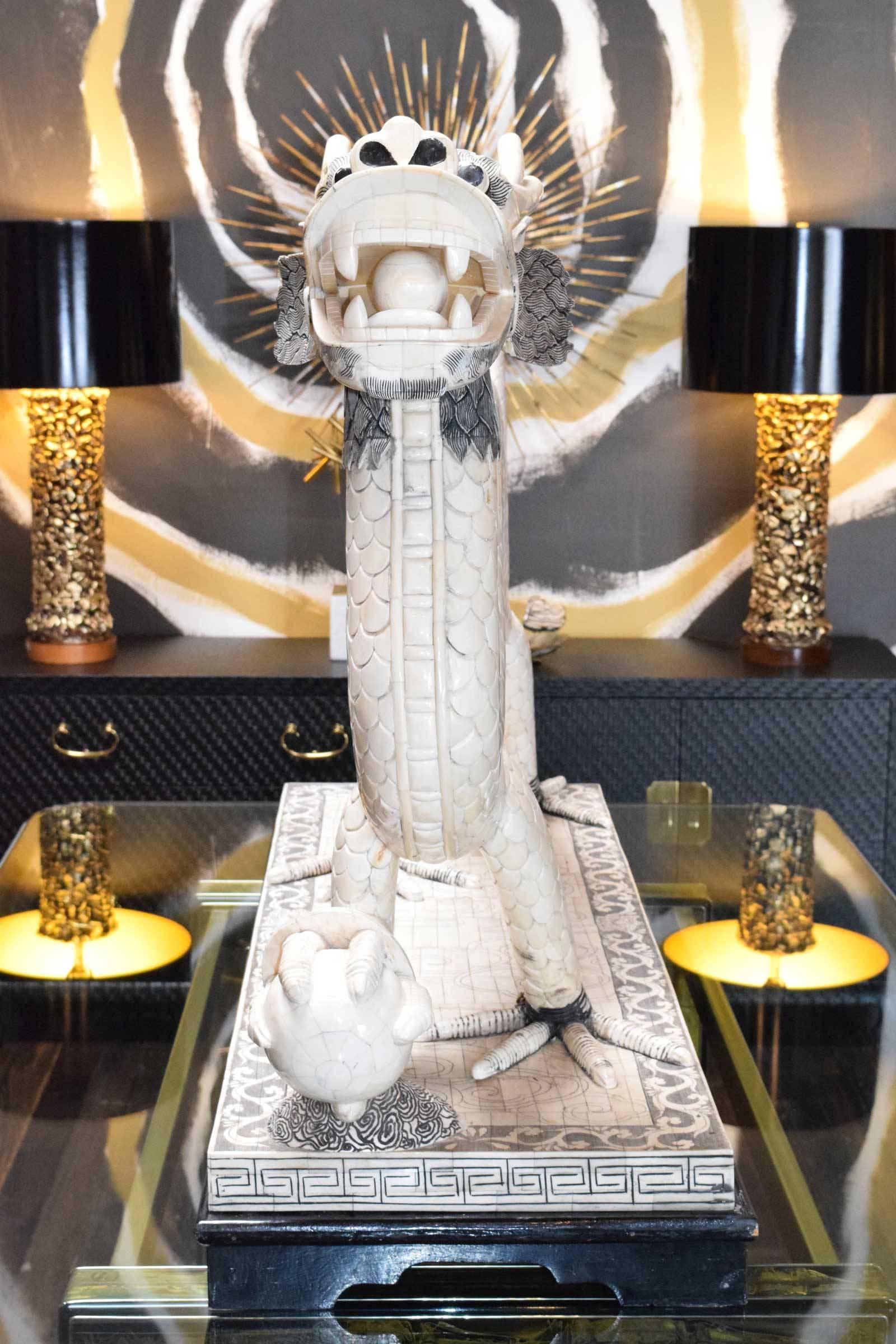 19th Century Monumental Asian Bone Dragon