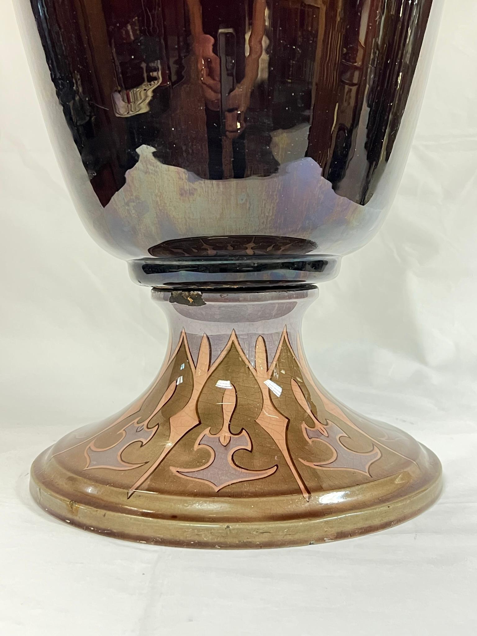 Monumentale österreichische Vase mit Vogelmotiv aus glasierter Fayence von Gerbing & Stephan  im Angebot 8